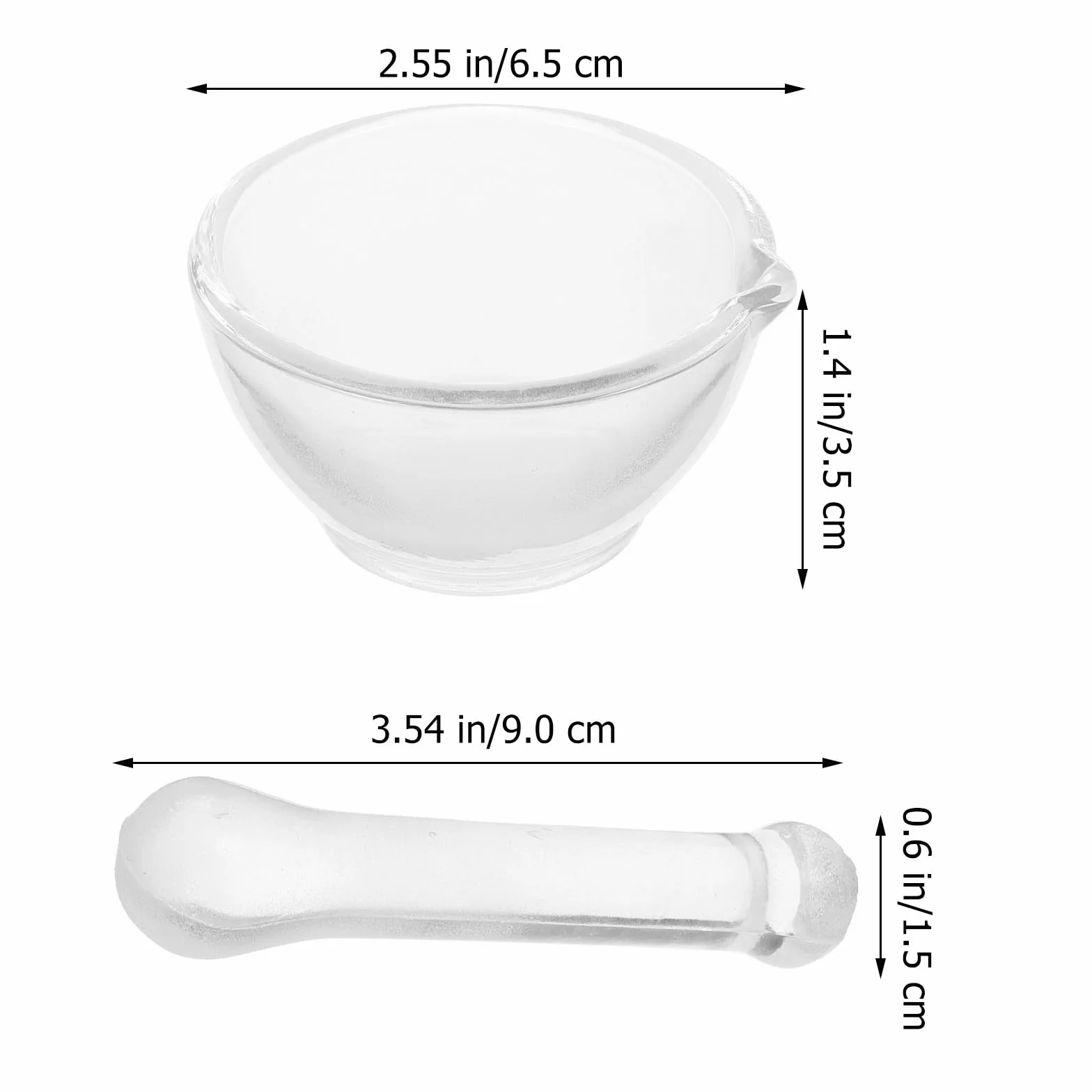Mortaio di vetro con pestello 60 mm in vetro medicinale ciotola macina per laboratorio e cucina pentola per compresse e polveri chimiche