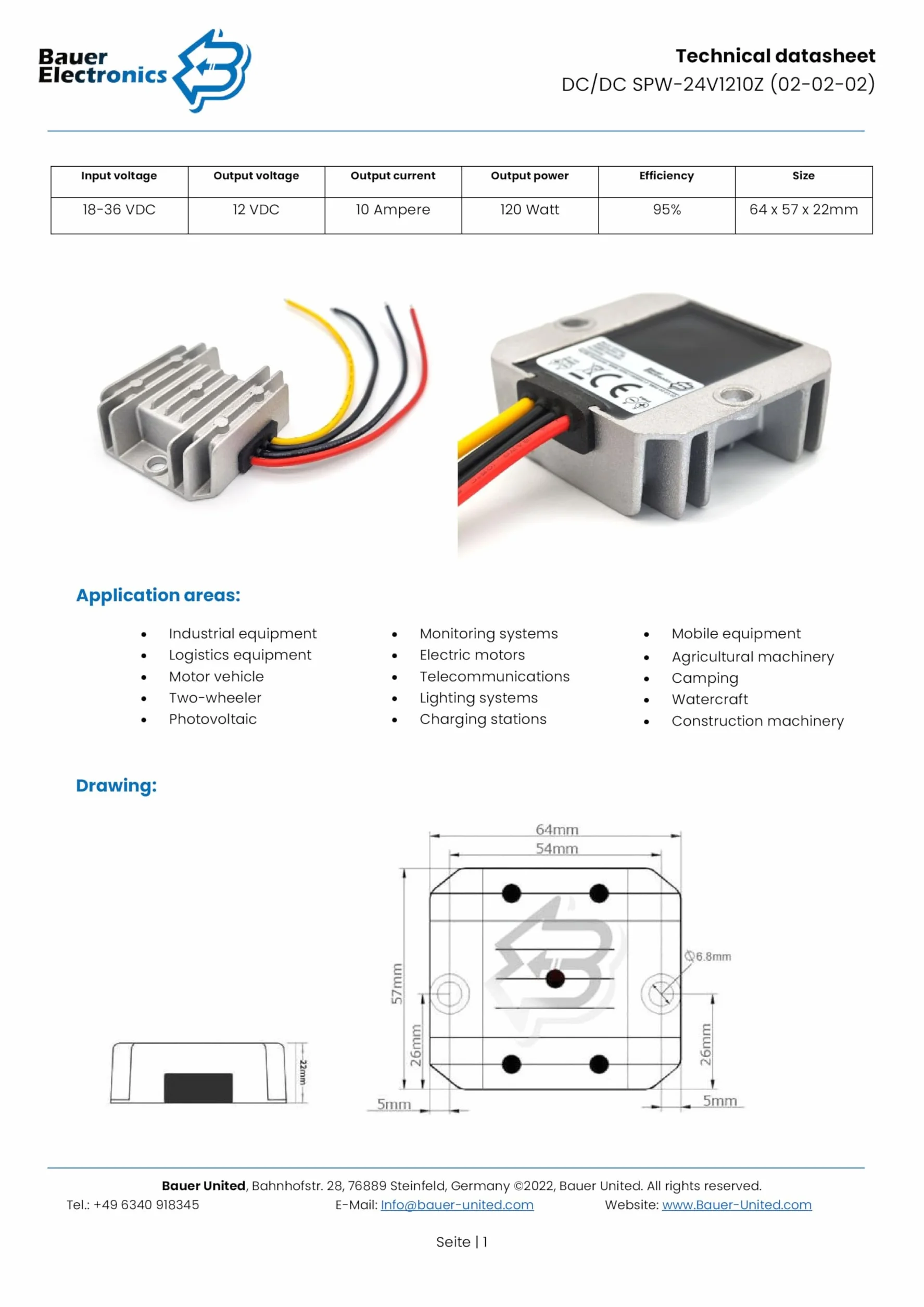 Convertitore di tensione DC-DC 18V-36V a 12V 10A 120W Step-down Buck