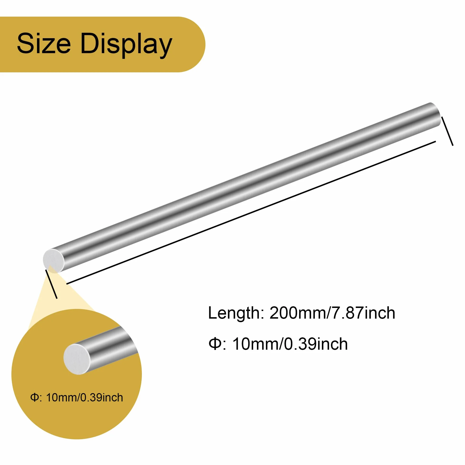 Barre in acciaio inossidabile 304 10mm x 200mm massiccio rotonde 2 pezzi per fai da e artigianato