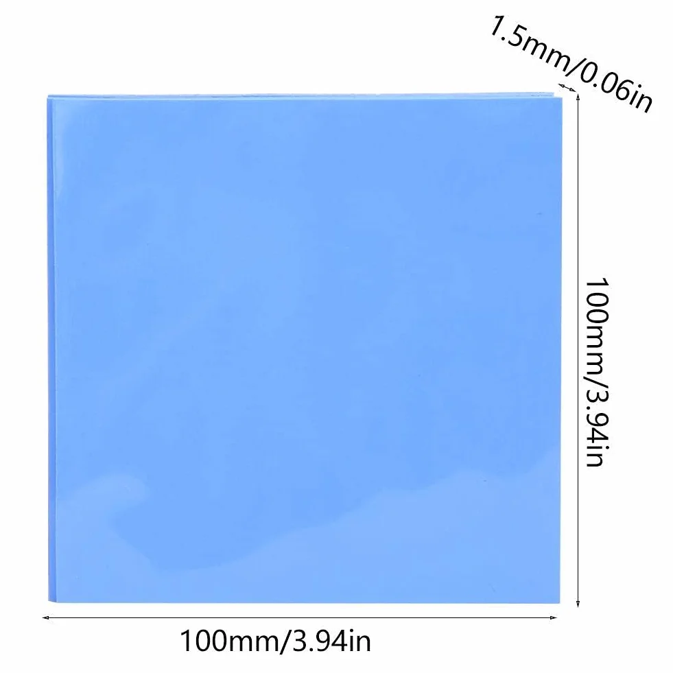 Walfront 5 pz Pad Termici in Silicone 100x100x1.5mm Alta Conducibilità Termica 6W/MK per CPU GPU Dissipazione Calore