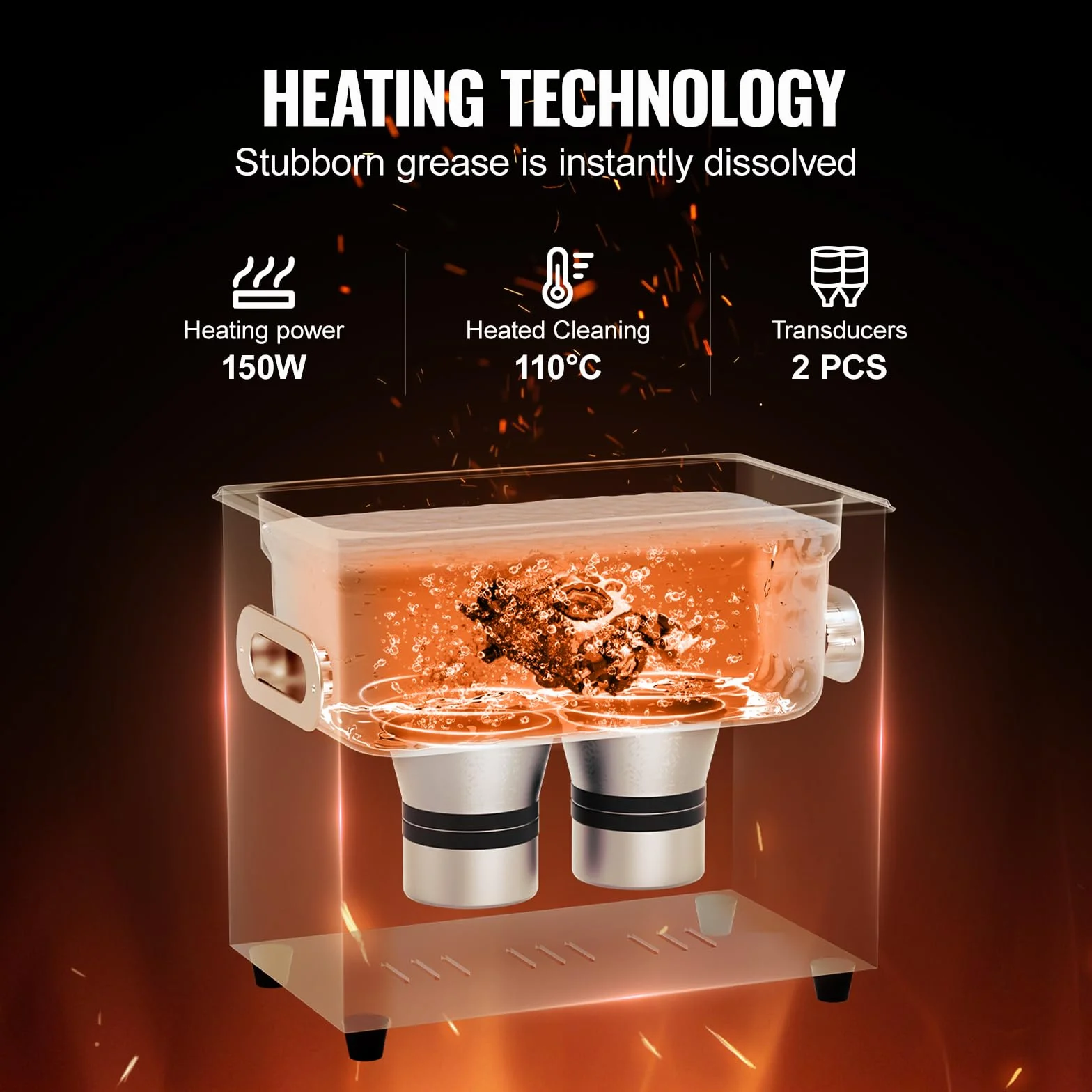 VEVOR Pulitore ad Ultrasuoni 3L, Riscaldante, Cestello, Macchina Digitale a Cavitazione Sonica 120W