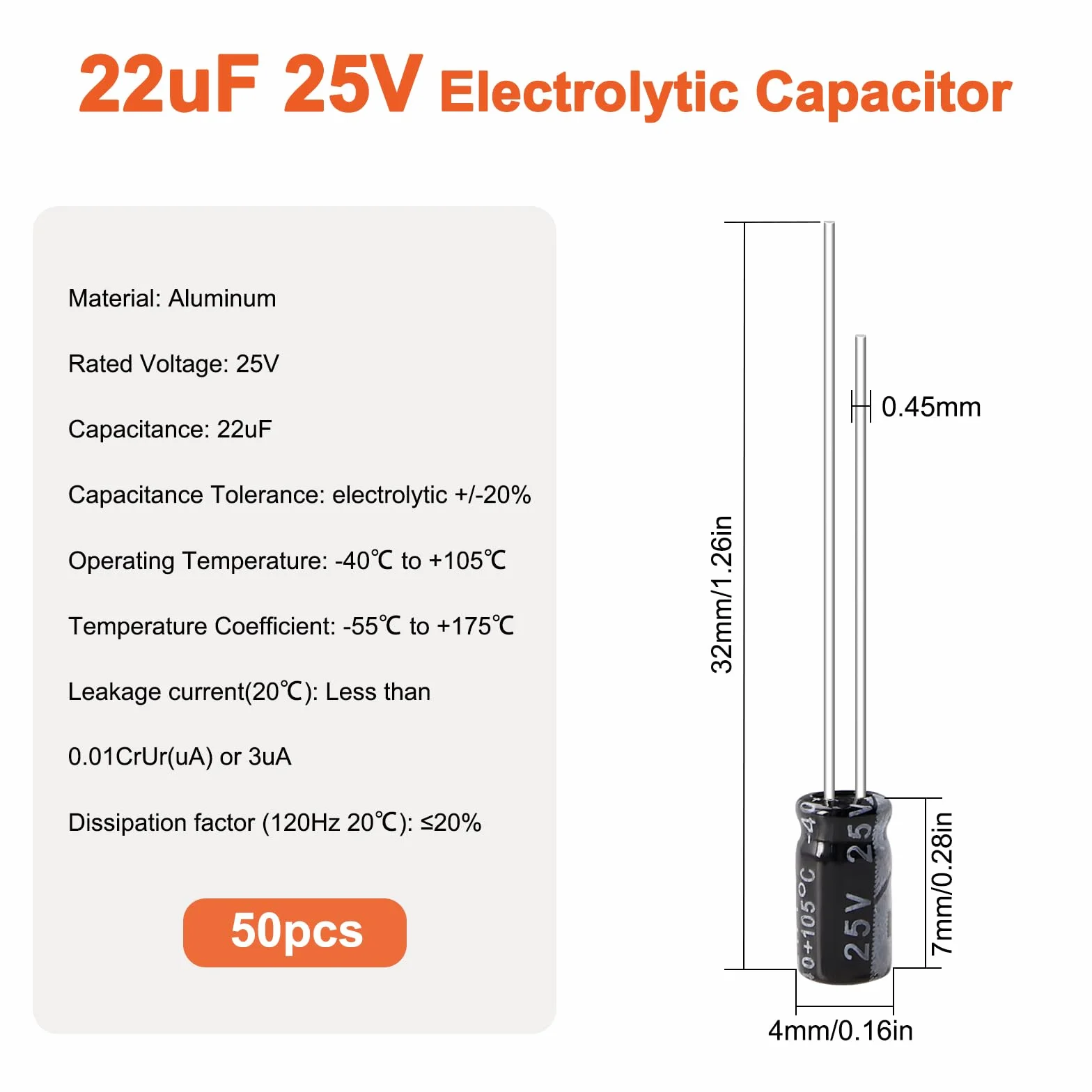 Condensatori Elettrolitici 22uF 25V 50 Pezzi, Condensatore Elettrolitico in Alluminio per TV Monitor LCD