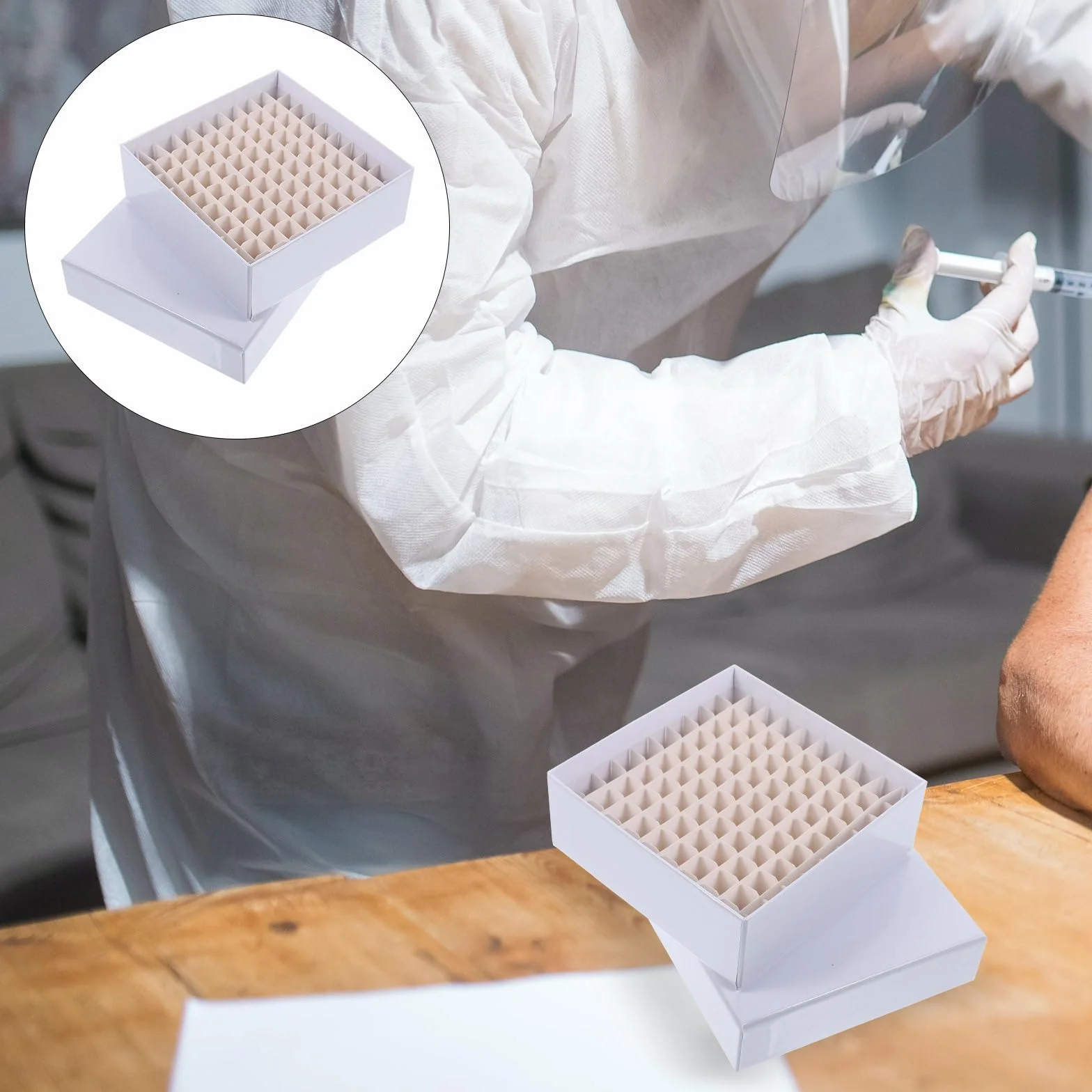 Porta Provette da 100 Scomparti per Microcentrifuga in Carta Bianca, Scatola di Stoccaggio per Congelatore