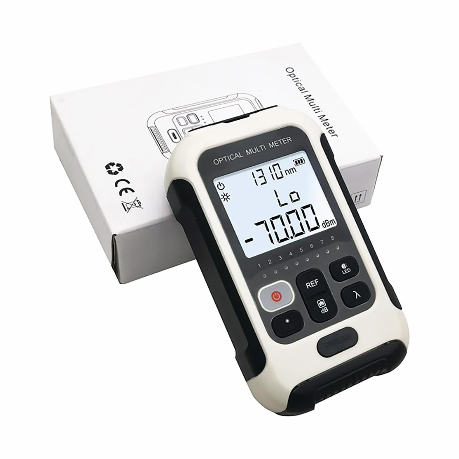 Misuratore di Potenza in Fibra, TM570A Multifunzionale Power Meter Fibra Ottica, 70dBm ~ +10dBm Lunghezza d'onda di Lavoro 850-1650nm, Veloce e Preciso, Bianco