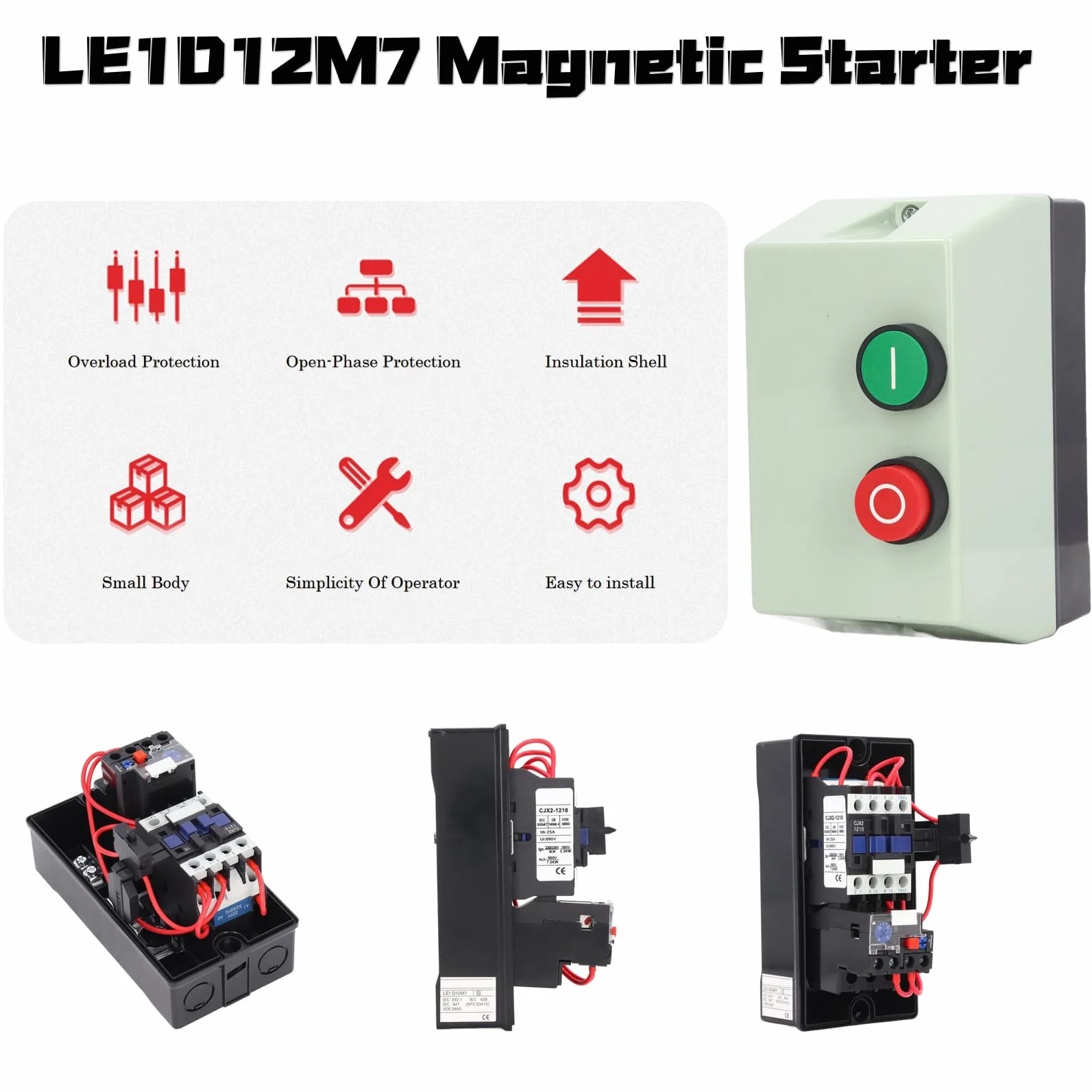 Avviatore motore magnetico 3 phase dol starter LE1D12M7 Avviatore di controllo di potenza trifase per compressore Scatola interruttore magnetico impermeabile Motorstarters