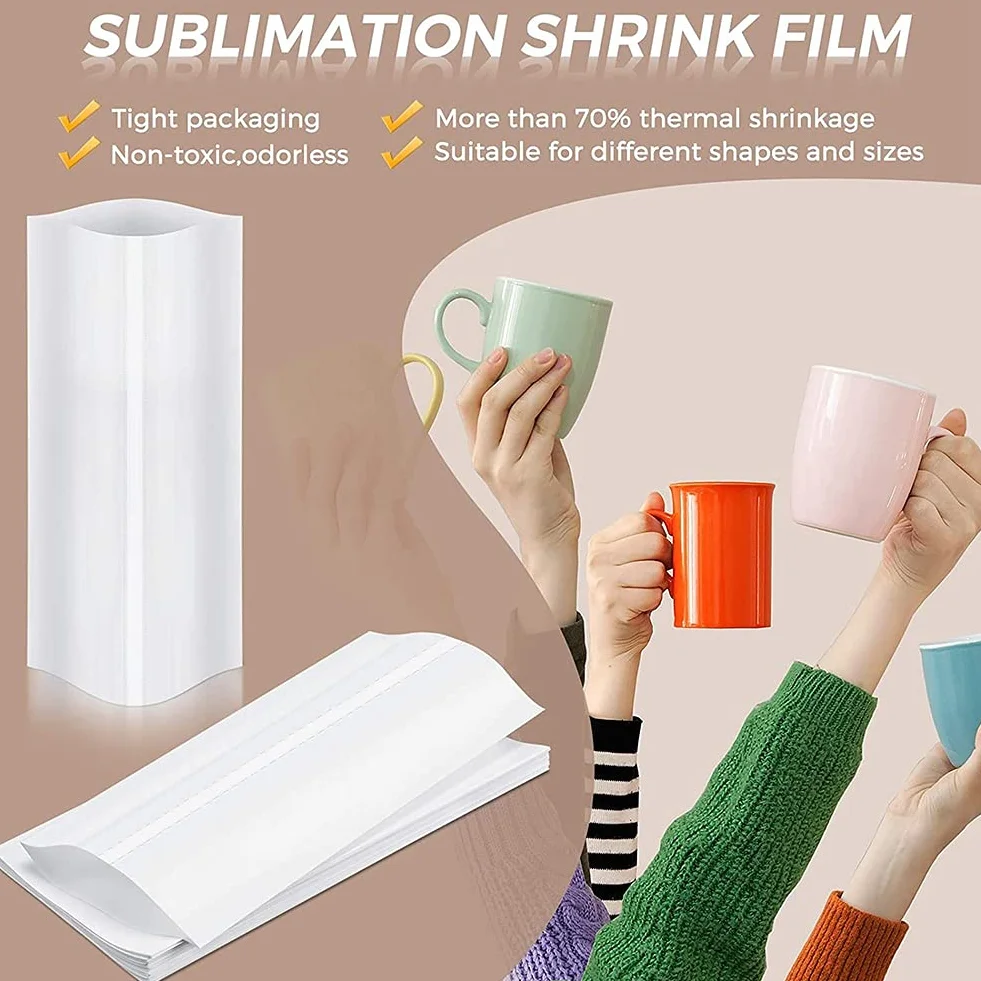 70Pcs sublimazione Shrink Wrap Film 5X10 Pollici Pellicola termorestringente Film termoretraibile Borse Bianco Shrink Wrap fasce per tazza