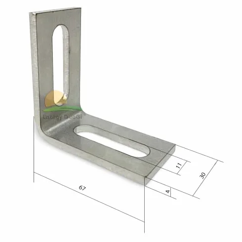 Angolo rinforzato 68 x 67 mm 90° asola 45 x 11 mm
