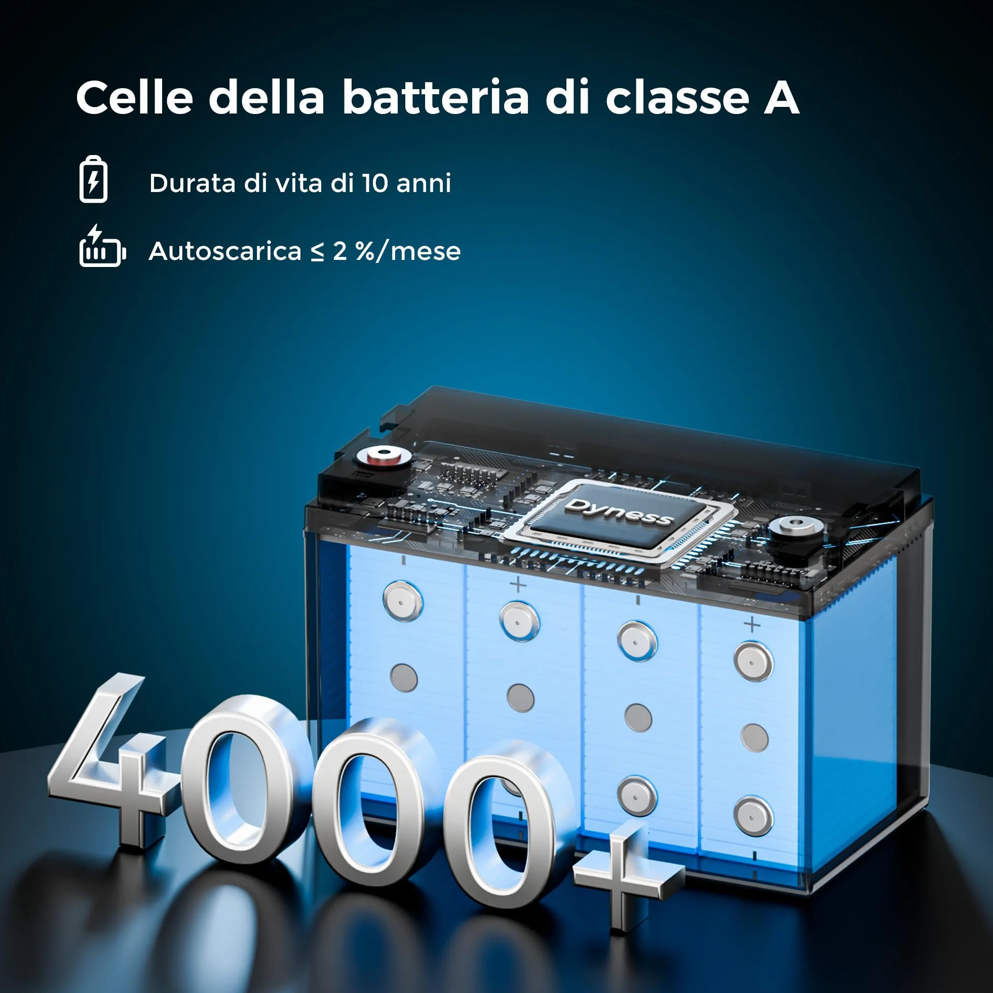 Dyness Batteria Litio 12V 100Ah LiFePO4 a Ciclo profondo con 100A BMS, Protezione Dalle Basse Temperature, Max. 15000 cicli, per Camper, Impianti Solari off-grid, Fotovoltaico Accumulo