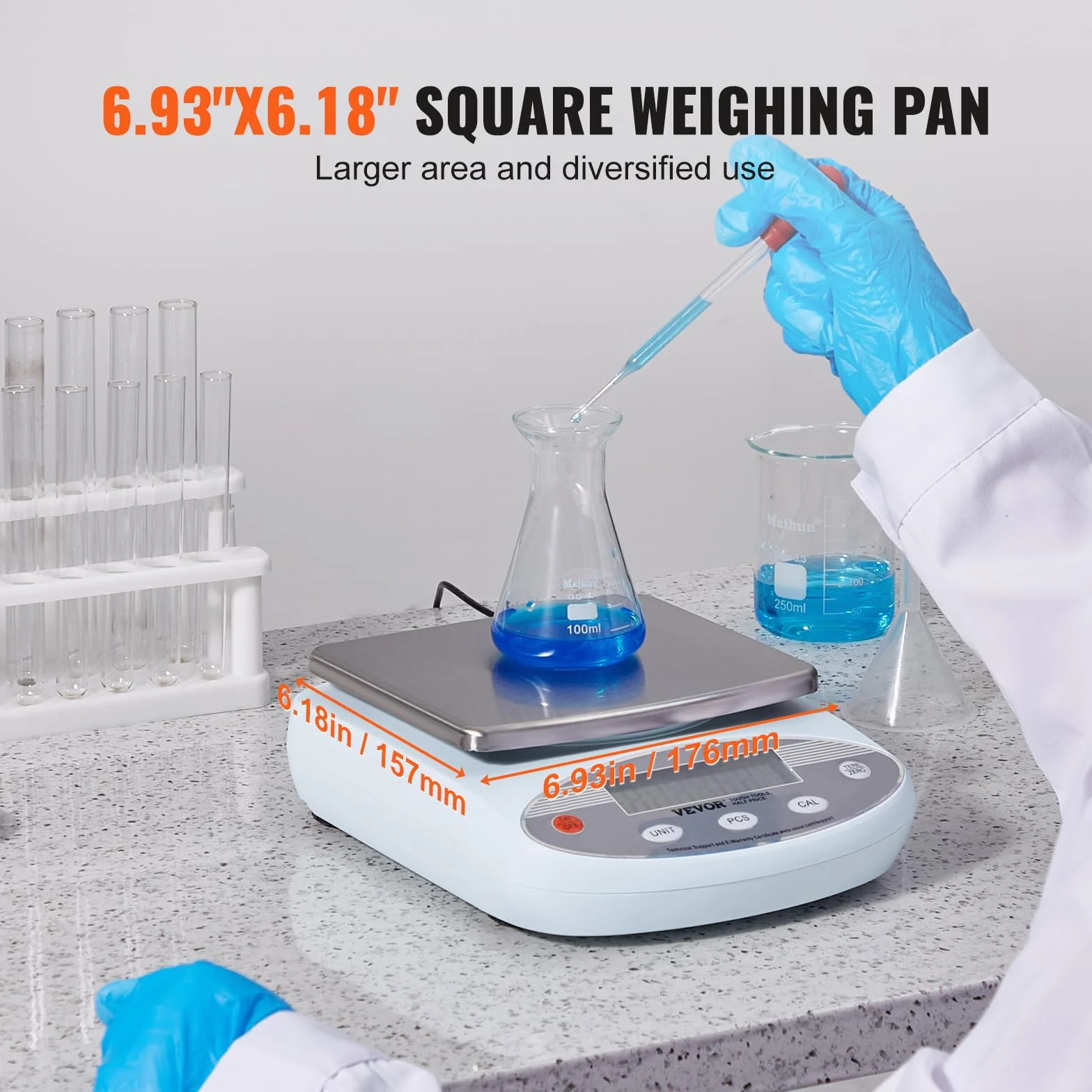 VEVOR Bilancia analitica digitale 3000 g x 0,01 g, Bilancia da laboratorio ad alta precisione con 13 unità di conversione, Bilancia elettronica da laboratorio scientifico, Display LCD, per gioielli