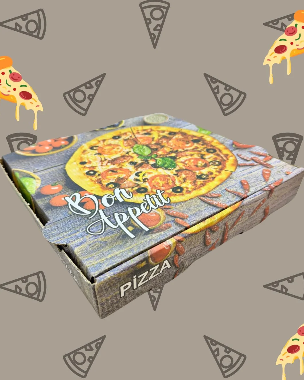 Scatola per Pizza in Cartone Kraft Bianca 24x24x4cm 50 Pezzi