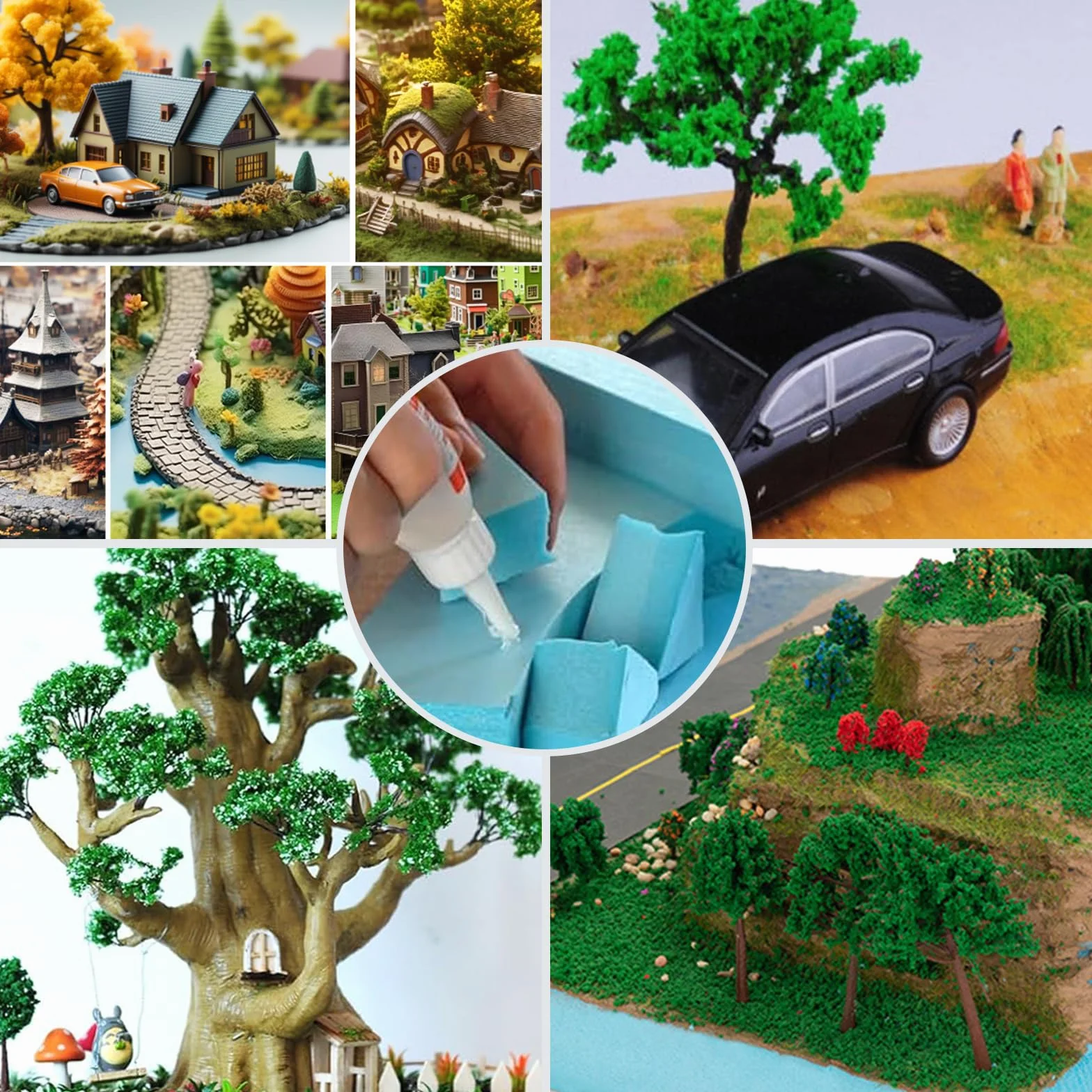 6 pannelli in schiuma rigida ad alta densità, pannelli in gommapiuma per fai da te, per modellini fai da te, blocchi base diorama, kit per hobby, 30 x 20 x 2 cm, blu