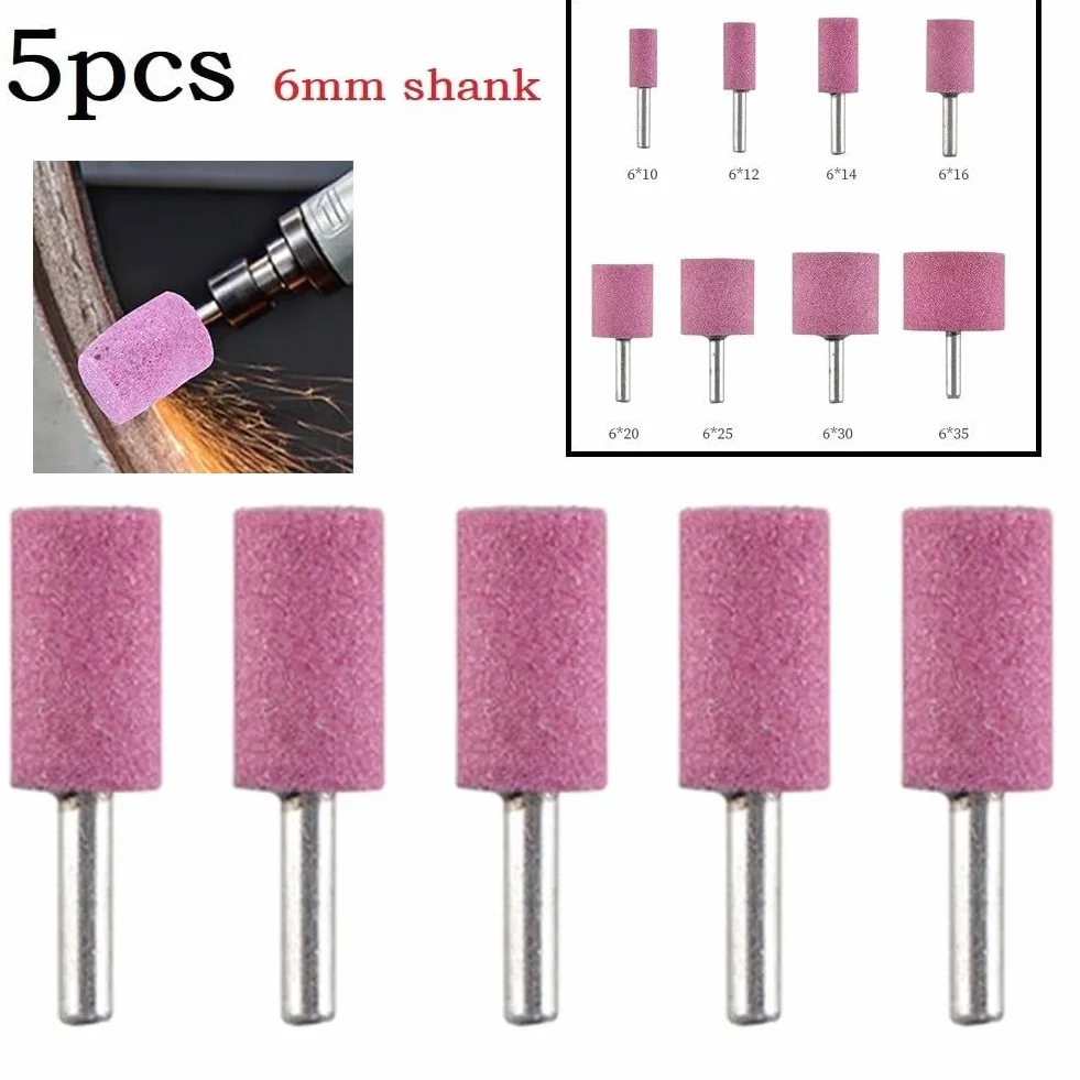 Mole abrasive con cilindri in pietra montati su gambo da 6 mm per lucidatura giada legno metallo (6 x 10)