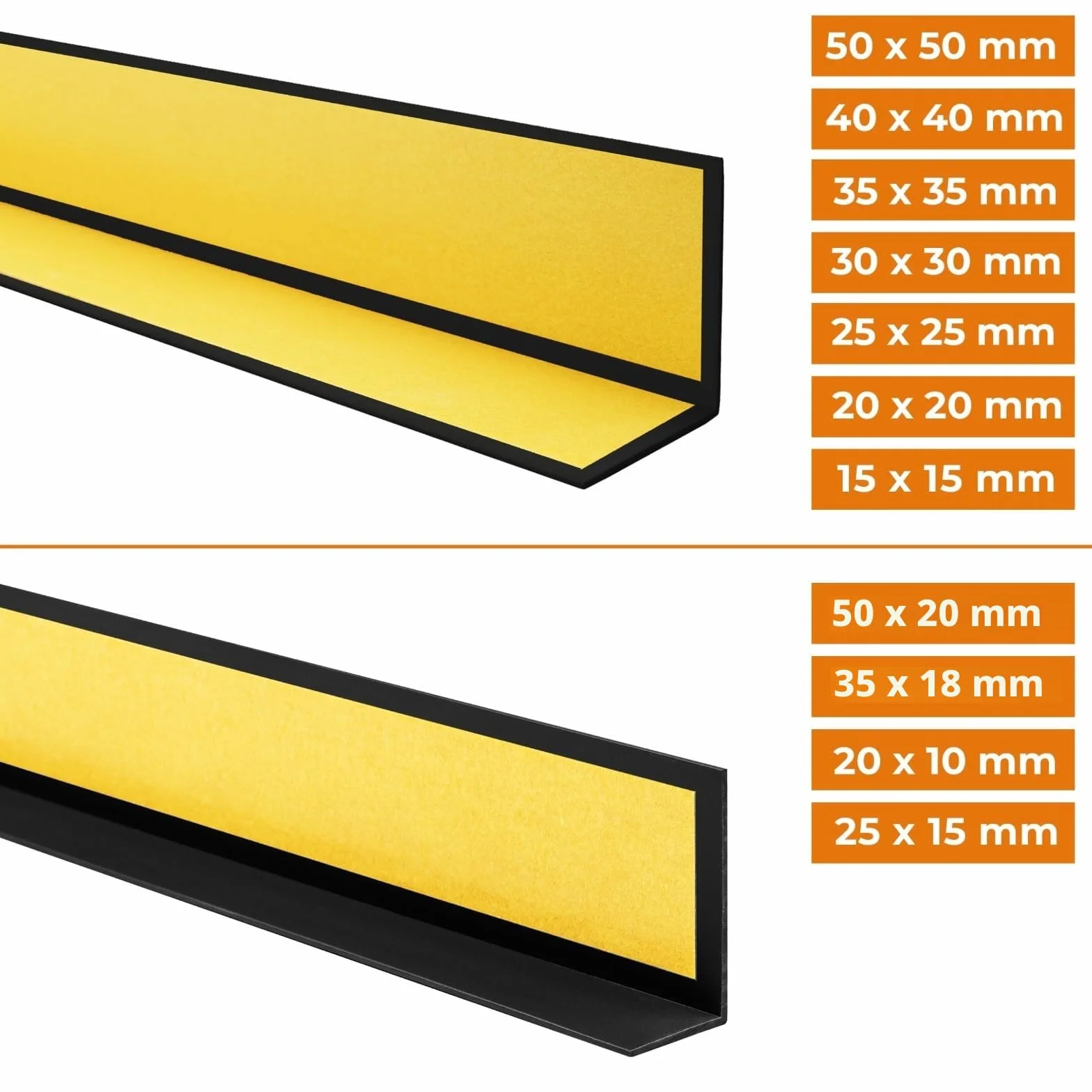 QUEST Profilo Angolare in PVC Rigido Autoadesivo 40x40mm 100cm Marrone