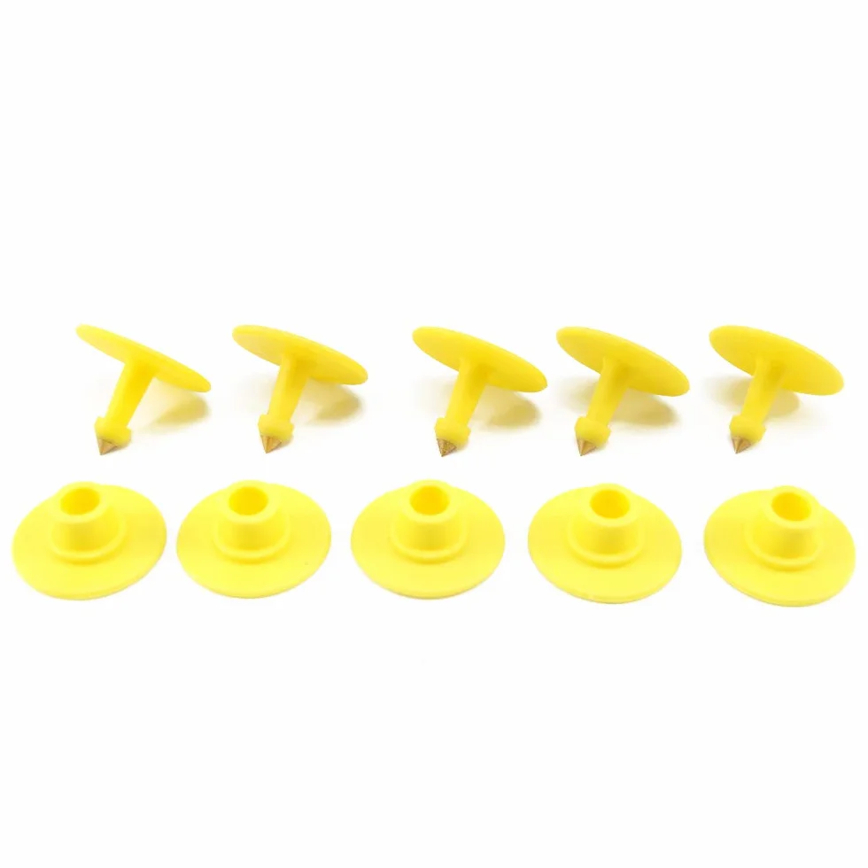 100 etichette numerate in plastica per orecchie di coniglio, piccoli animali in TPU (rosso) e 1 applicatore per etichette auricolari