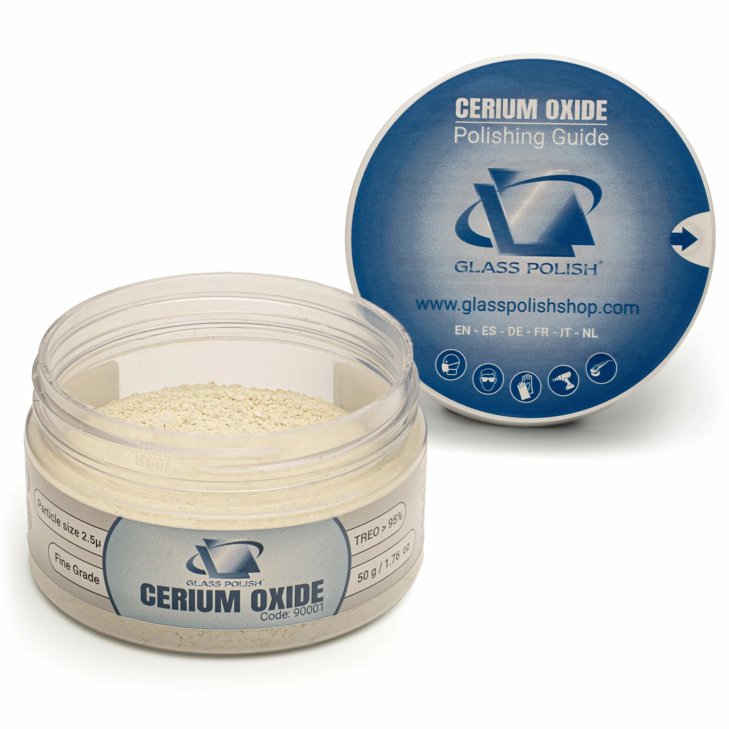 Cerium Oxide Glass Polish 50g 95% Pure Fine Grade 2.5 Micron Suspension Formula