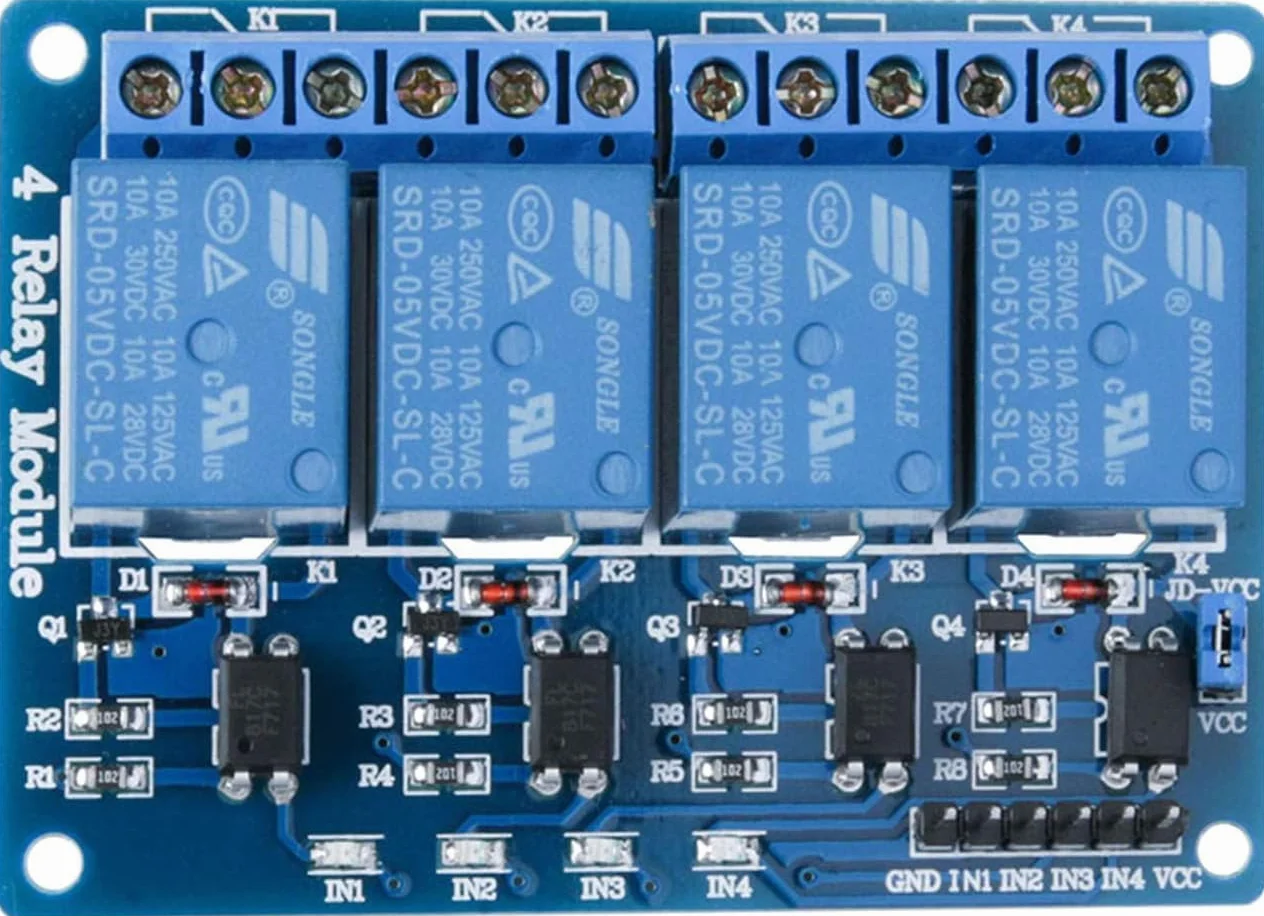 GTIWUNG 2 Pezzi Modulo Relè a 4 Canali 5V, Scheda Relè Con Optoisolatore Accoppiatore, Four Channel Relay Module Shield per Arduino, Blu