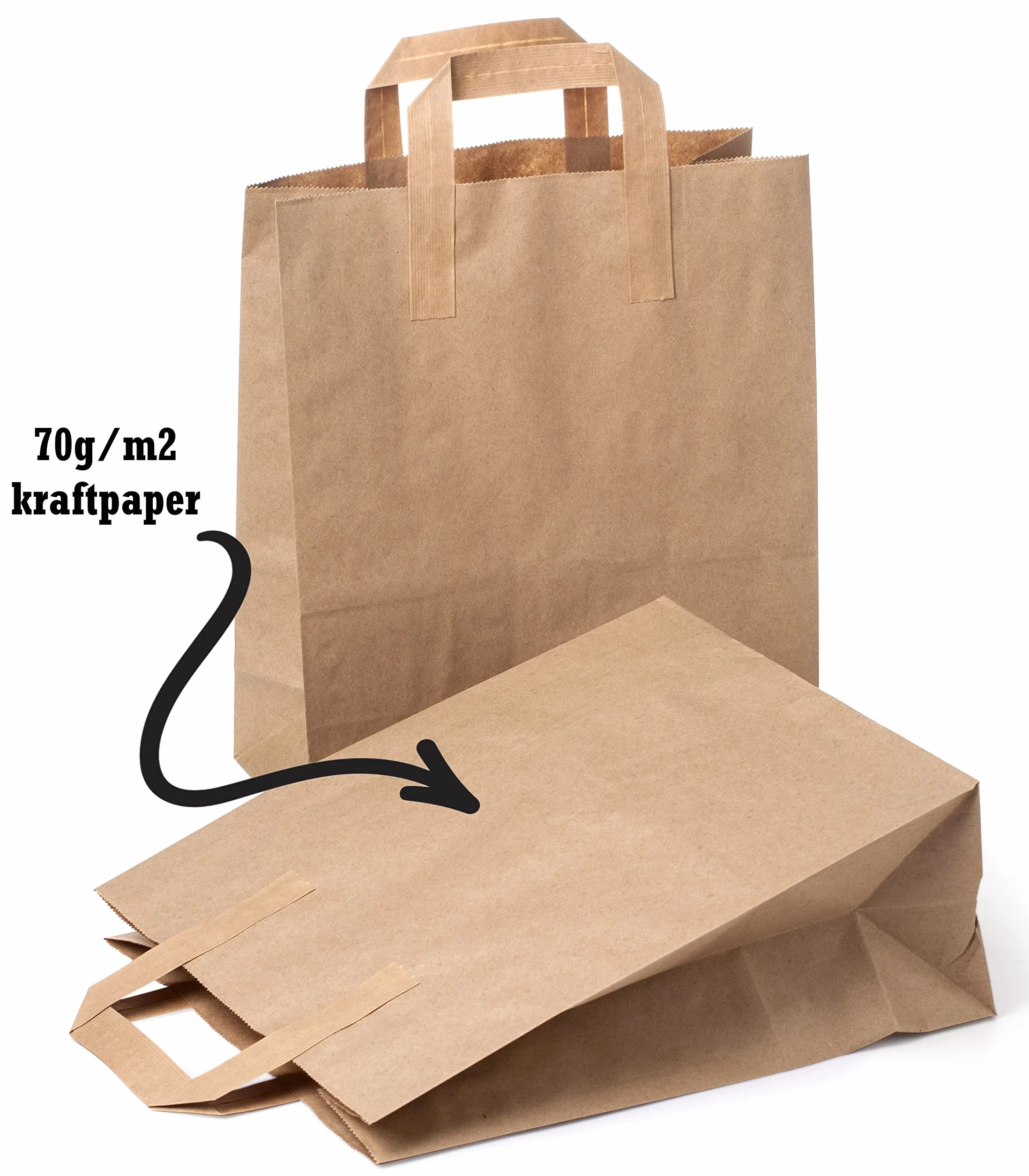 PAKNOR® 50 Shopper in Kraft - 18 x 23 x 8,5 cm, sacchetti di carta marrone con manici, sacchetti da regalo, sacchetto di carta kraft