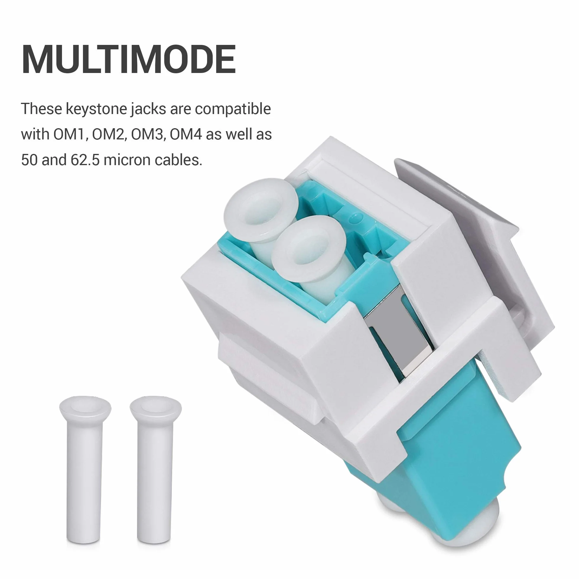 kwmobile 6x Moduli Keystone Multimodalità LC-LC Compatibile OM1 OM2 OM3 OM4 Cavi Fibra 50 62.5 µm