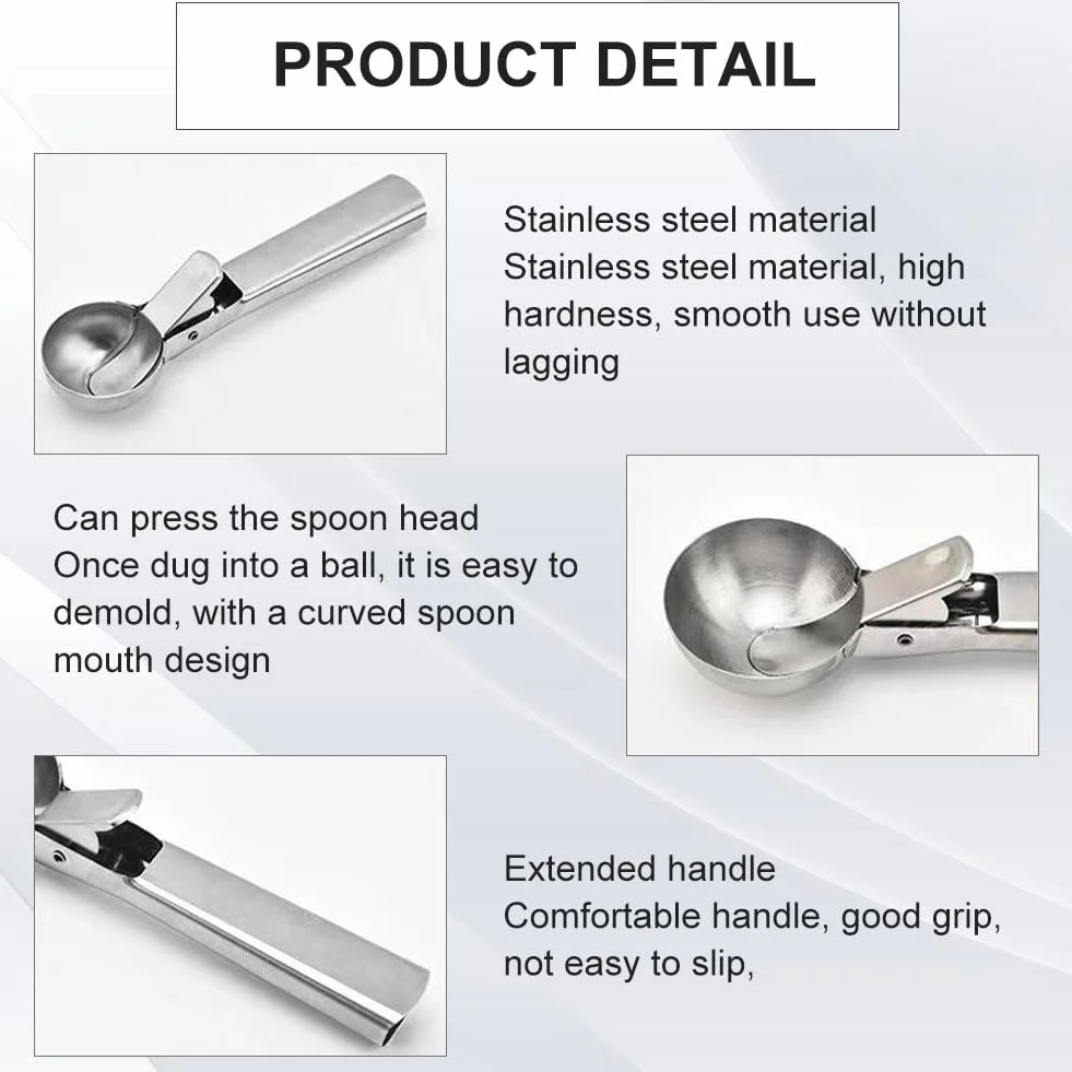 Porzionatore per Gelato 4.8cm,Cucchiaio Porzionatore Paletta,Cucchiaio per Gelato in Acciaio Inox,Con 18cm Bastoncini per Cocktail,Per Palla Gelato,Polpette Di Carne,Palla Melone,Cottura
