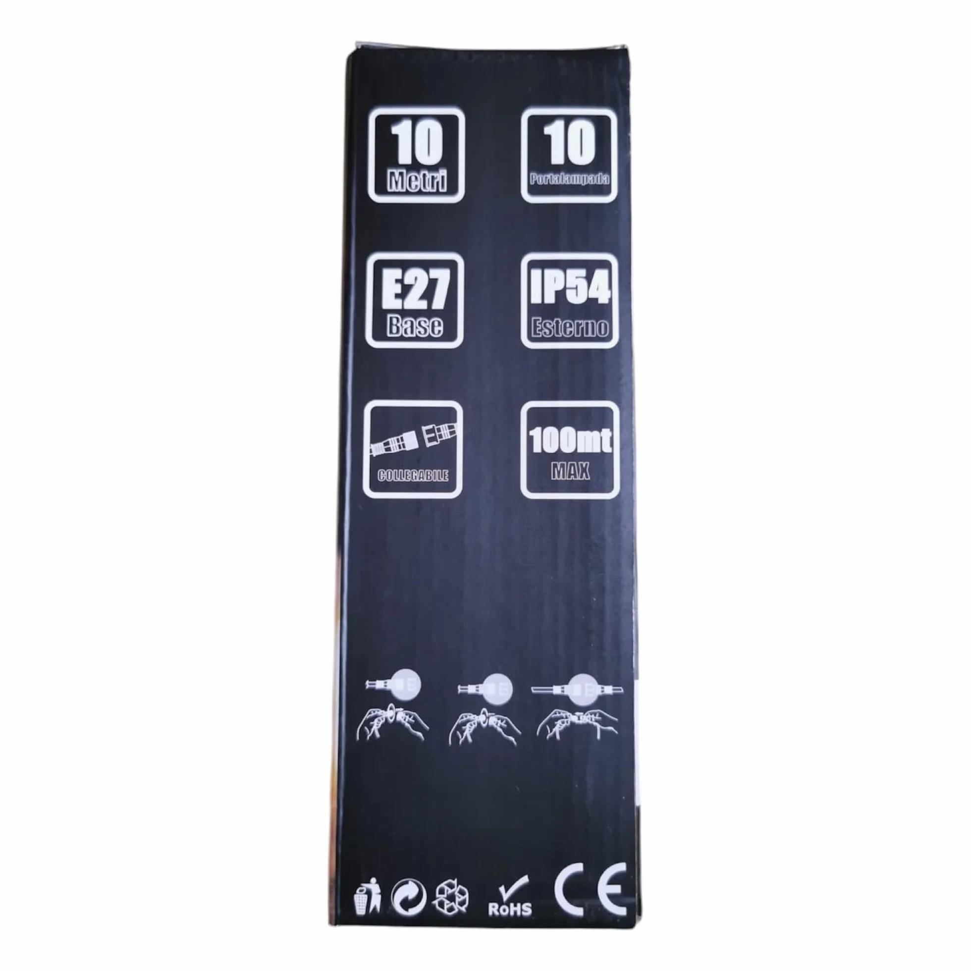Catenaria 10 Portalampada E27 Impermeabile IP54 Nero