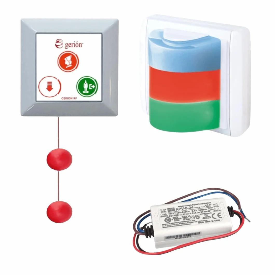 Kit Sistema di avvisi di allarme emergenza per bagno assistiti accessibili disabili, cliniche, repositori, ostacoli, ristoranti. Decreto Ministeriale