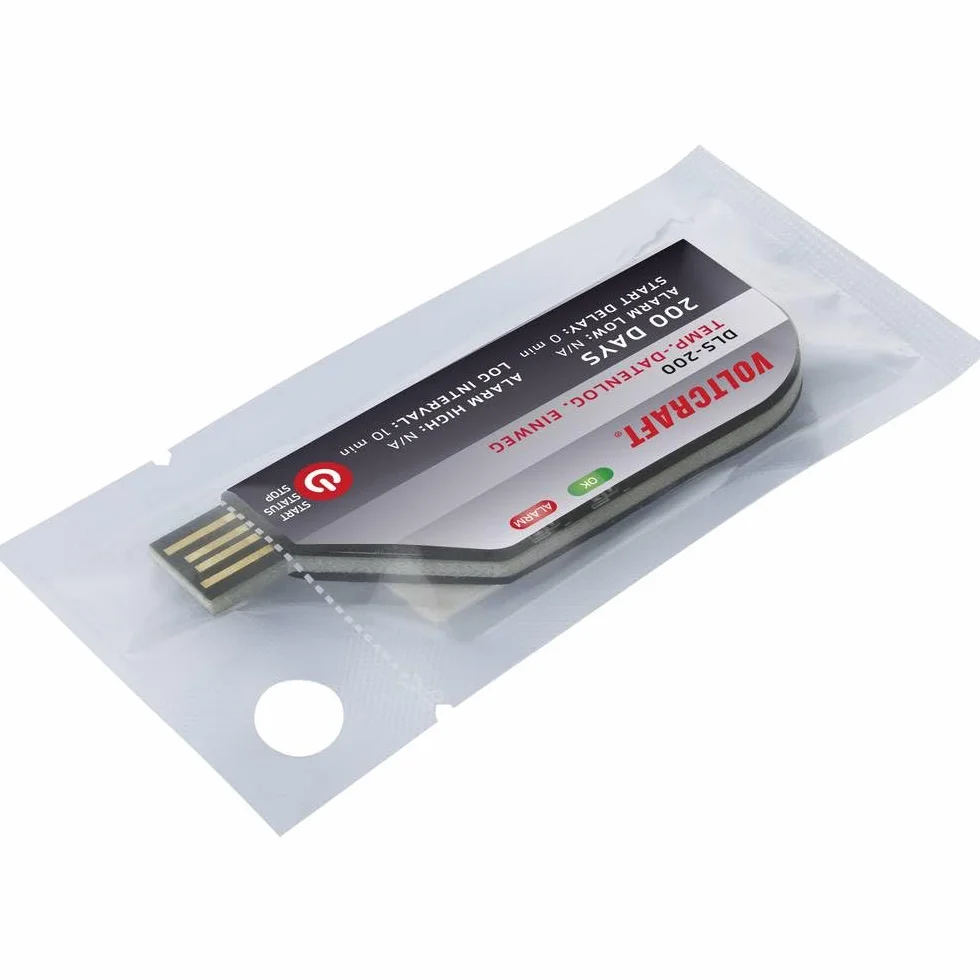 VOLTCRAFT VC-11576730 DLS-200 Data Logger Temperatura Misurazione Temperatura da -30 a 70 °C Registratore dati usa e getta, funzione PDF