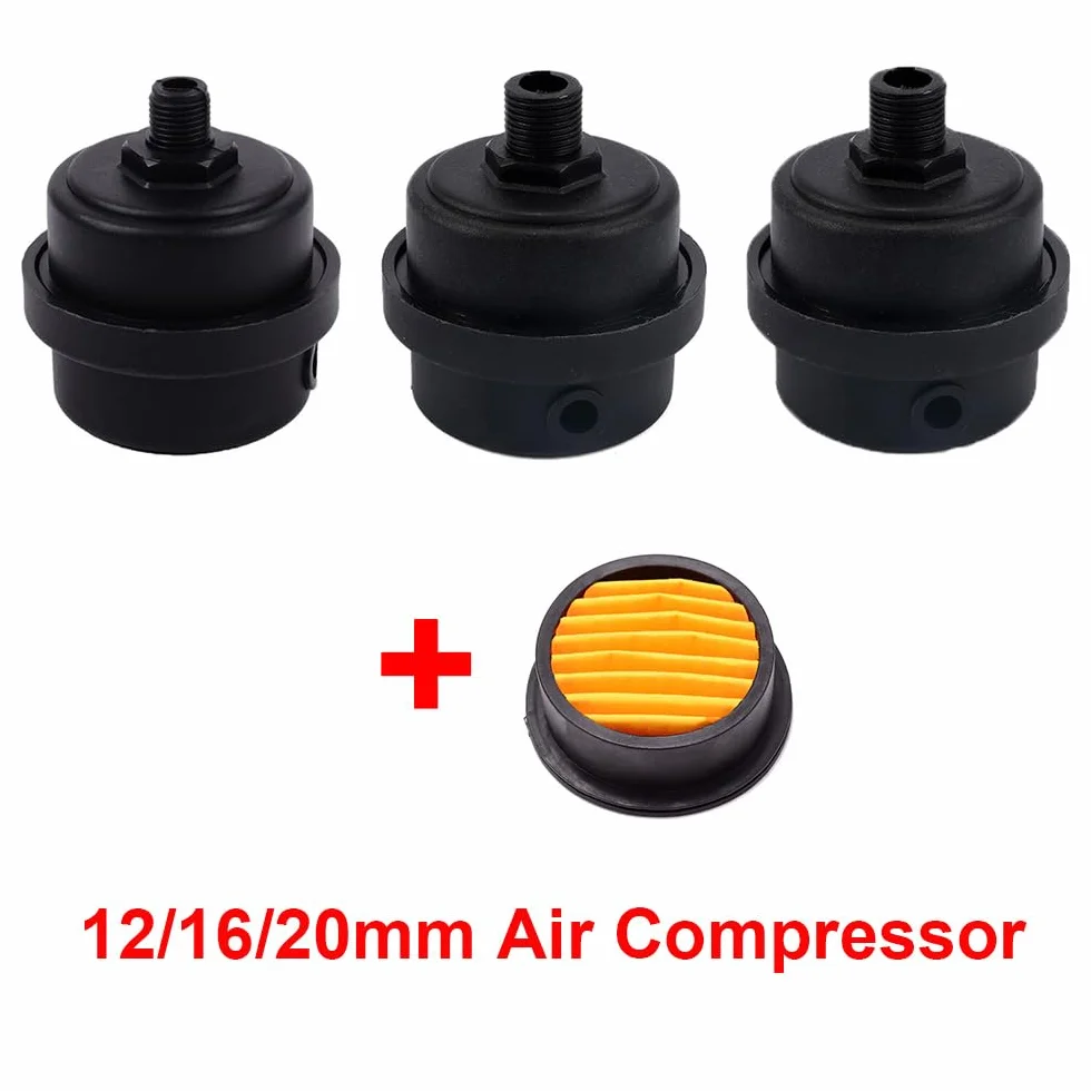Filtro Silenziatore per Compressore d'Aria 2 Pezzi 16 mm 3/8'' PT in Plastica