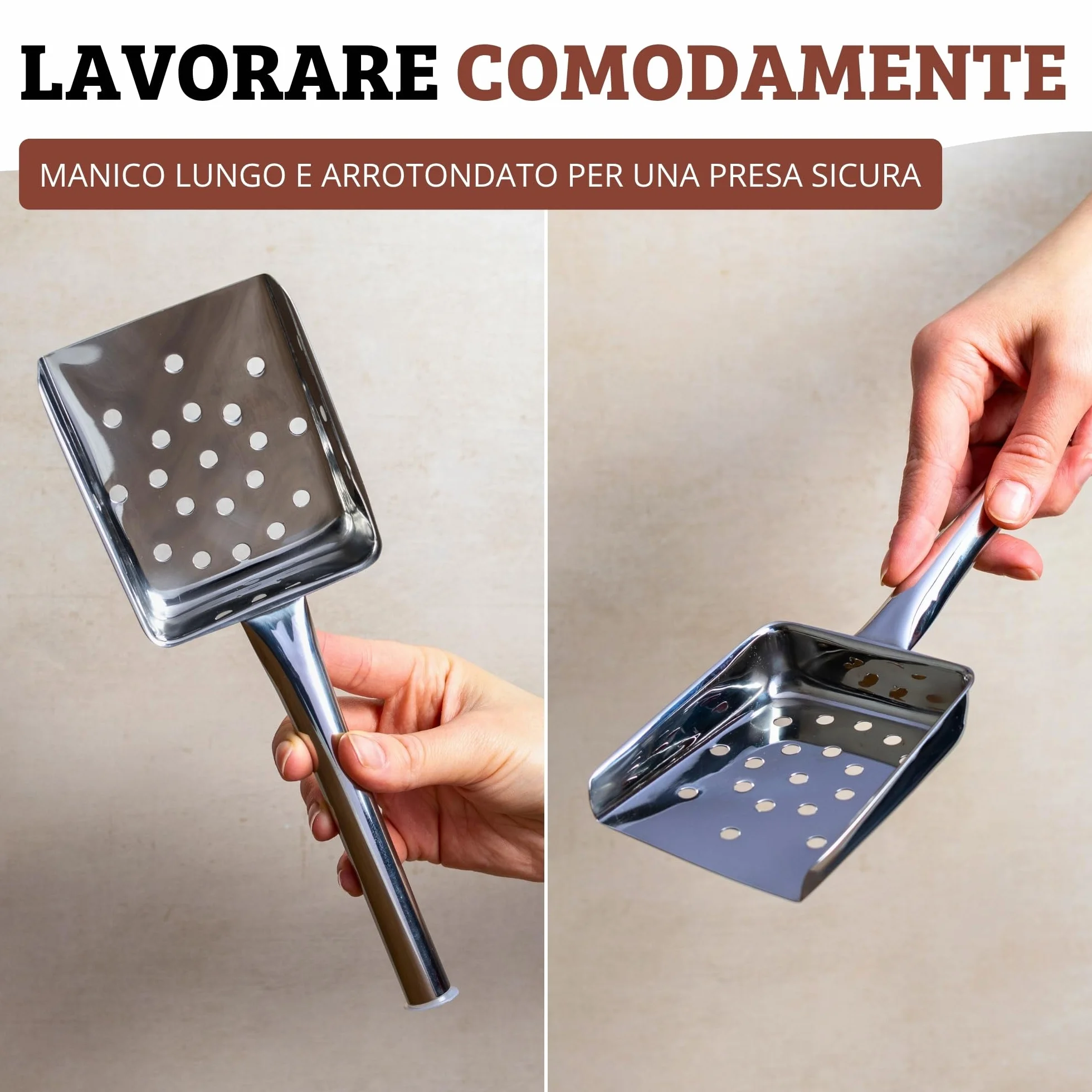 Westmark Paletta per patatine fritte, Lunghezza: 26 cm, Acciaio inox, Argento, 91292270