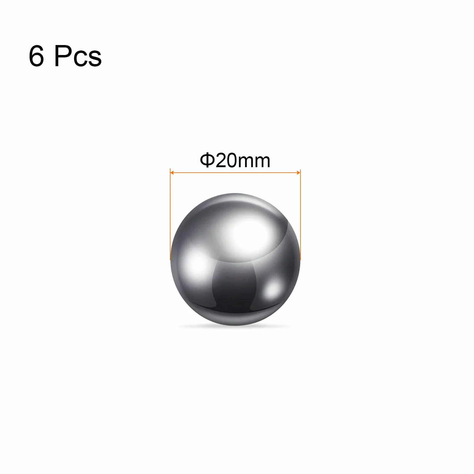 QUARKZMAN 6pz Precisione Sfere 20mm Diametro 304 Metallico di Precisione Cuscinetto a Sfera in Acciaio Inossidabile Sfere Acciaio Lucidi per Cuscinetti