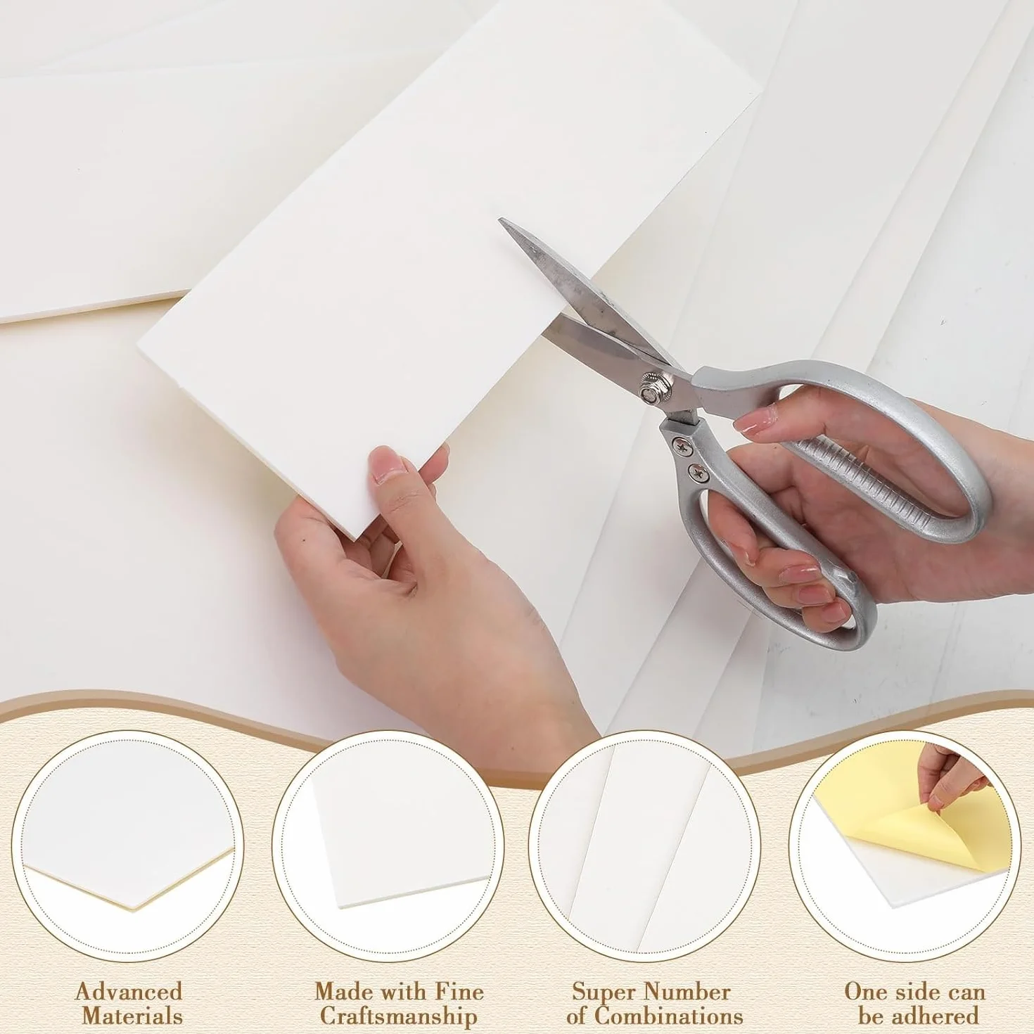 Gomma Eva Adesiva Bianco 300mm x 200mm x 2mm Pannello Autoadesivo Antiscivolo 8Pcs