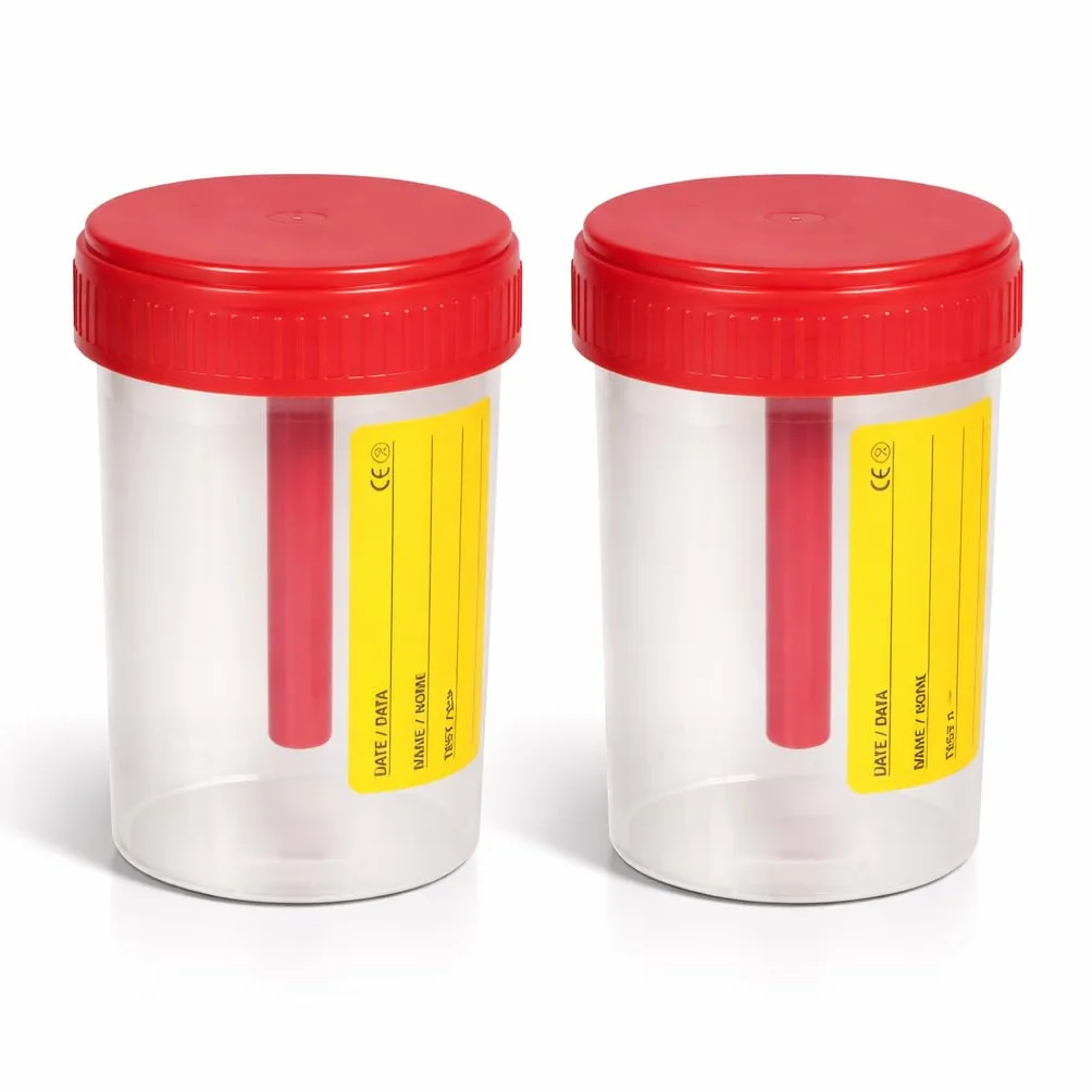 Topolenashop 2 Contenitori Sterili per Feci 60 ml con Cucchiaino, Tappo Ermetico ed Etichetta – Barattoli Raccolta Campioni Monouso per Analisi Coprologiche, Made in Italy 578943