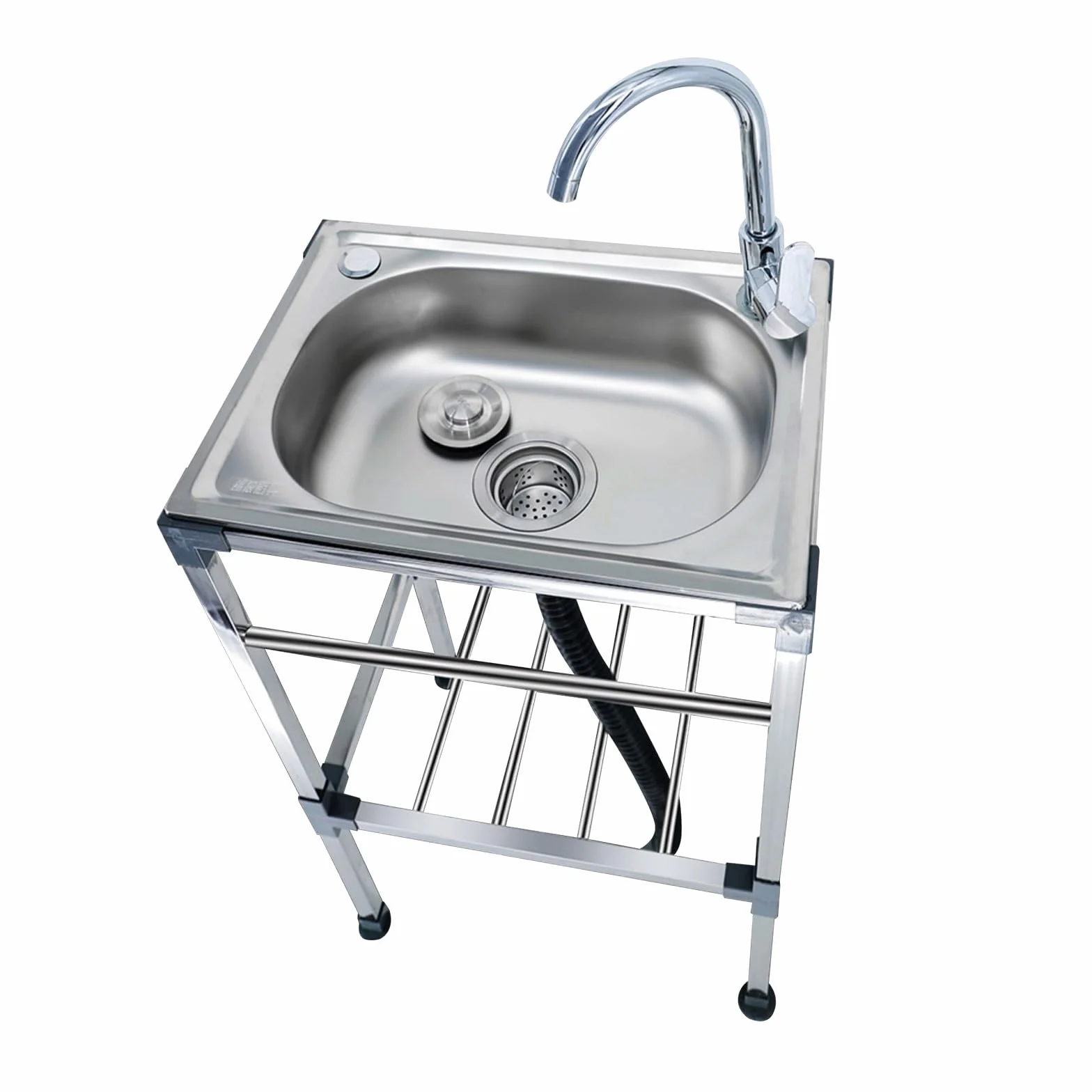 Lavello da Cucina Indipendente Con Gambe Lavello in Acciaio Inox Professionale Con Rubinetto Dell'acqua Calda E Fredda Facili Da Montare Per Ristorante Bar Lavanderia Garage Esterni ( Size : 35x48x83c