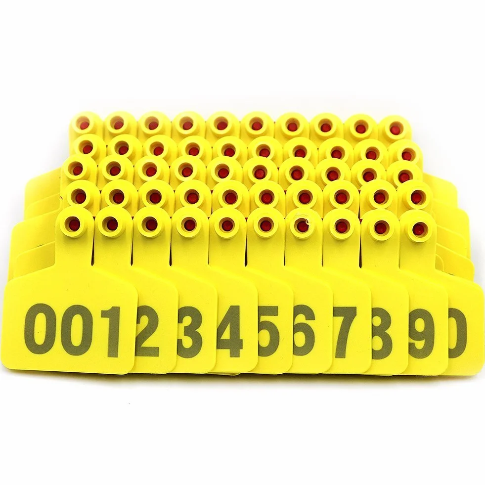 Marchi Auricolari Mucca/Bovini/Tag Auricolari Gialli Numerati 001-100 Bestiame TPU Identificazione per Capre Pecore Maiali Mucche Bovini Allevamento di Vitelli
