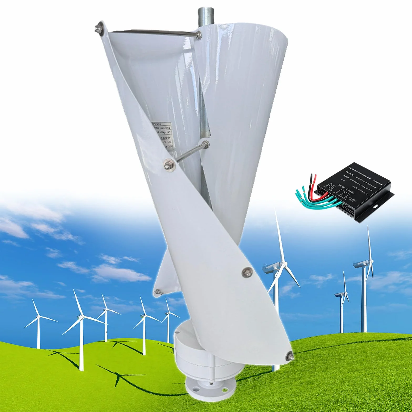 12000W Kit Generatore Eolico, Generatore Eolico ad Albero Maglev, Turbina Eolica Verticale Trifase, per Alimentazione Elettrica Domestica, Infrastrutture Stradali,E-48V