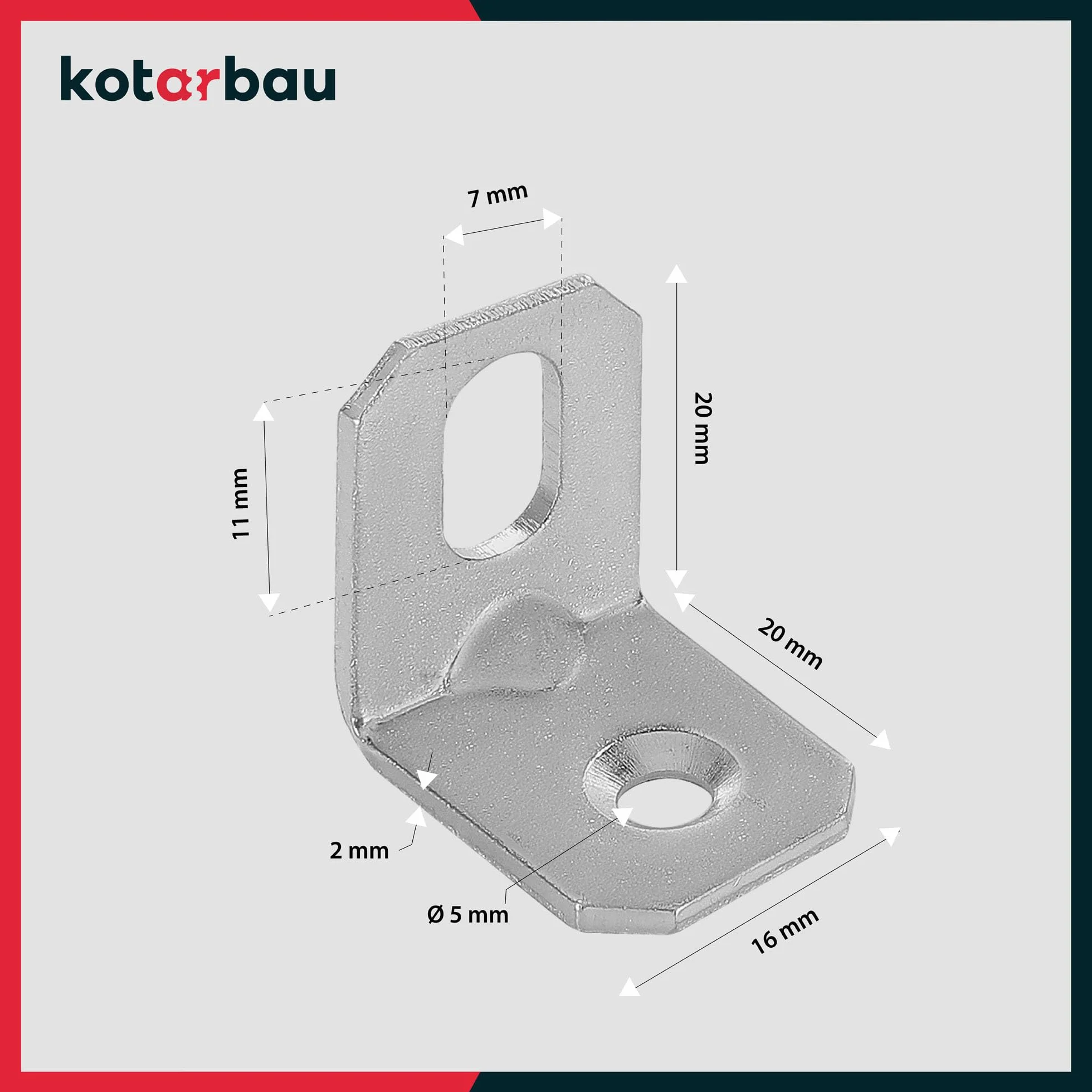 KOTARBAU Set 25 angoli regolazione 20x20x16 mm connettore angolare foro lungo