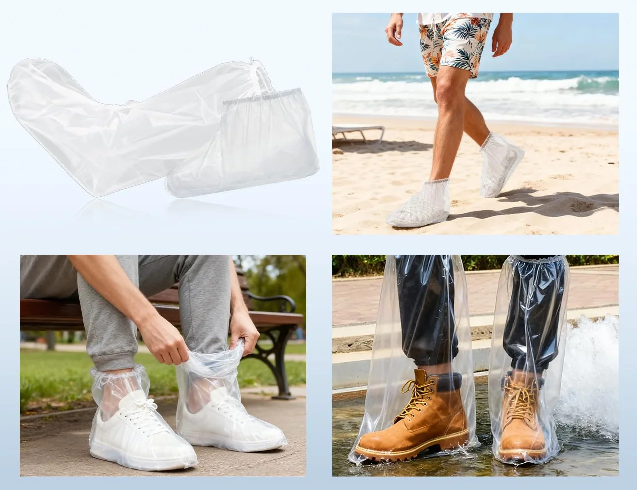 Copriscarpe Impermeabili USA e Getta Trasparenti Antipioggia con Elastici per Adulti