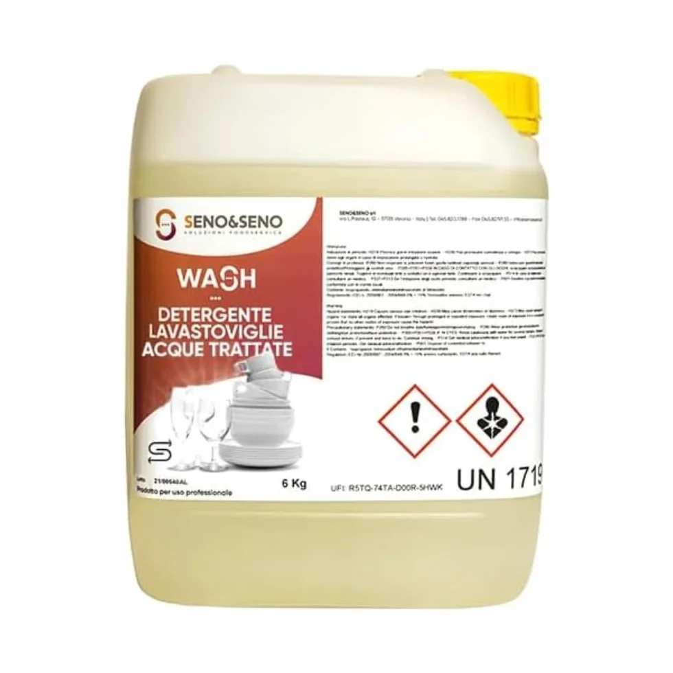 SENO & SENO | Detergente Delicato per Bicchieri, Piatti e Tazze | Tanica con Detergente antimacchia e Delicato su Decorazioni per Cucine Professionali | Rimuove Residui e Sporco da bicchieri