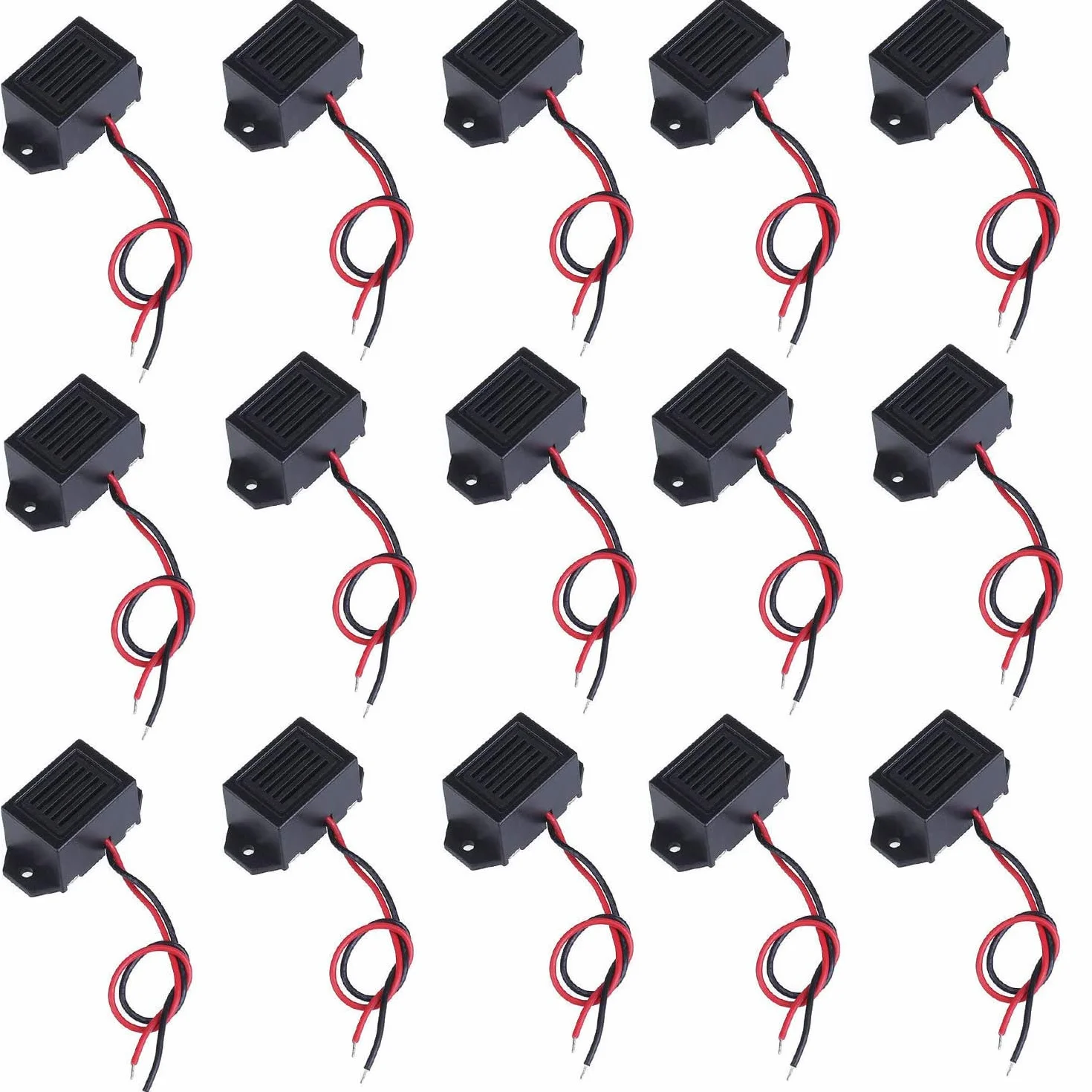 RUNCCI-YUN 15 Pezzi Cicalino Elettronico di Allarme DC 3V 5V 9V 12V 100dB Piezo Buzzer Allarme Sonoro Elettronico con Continuo Suono vibrazione 100 db (Nero)