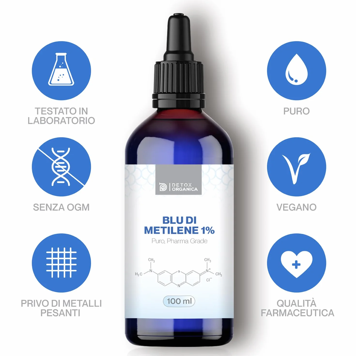 Methylene Blue 1% Soluzione 100 ml Detox Organica Alta Purezza