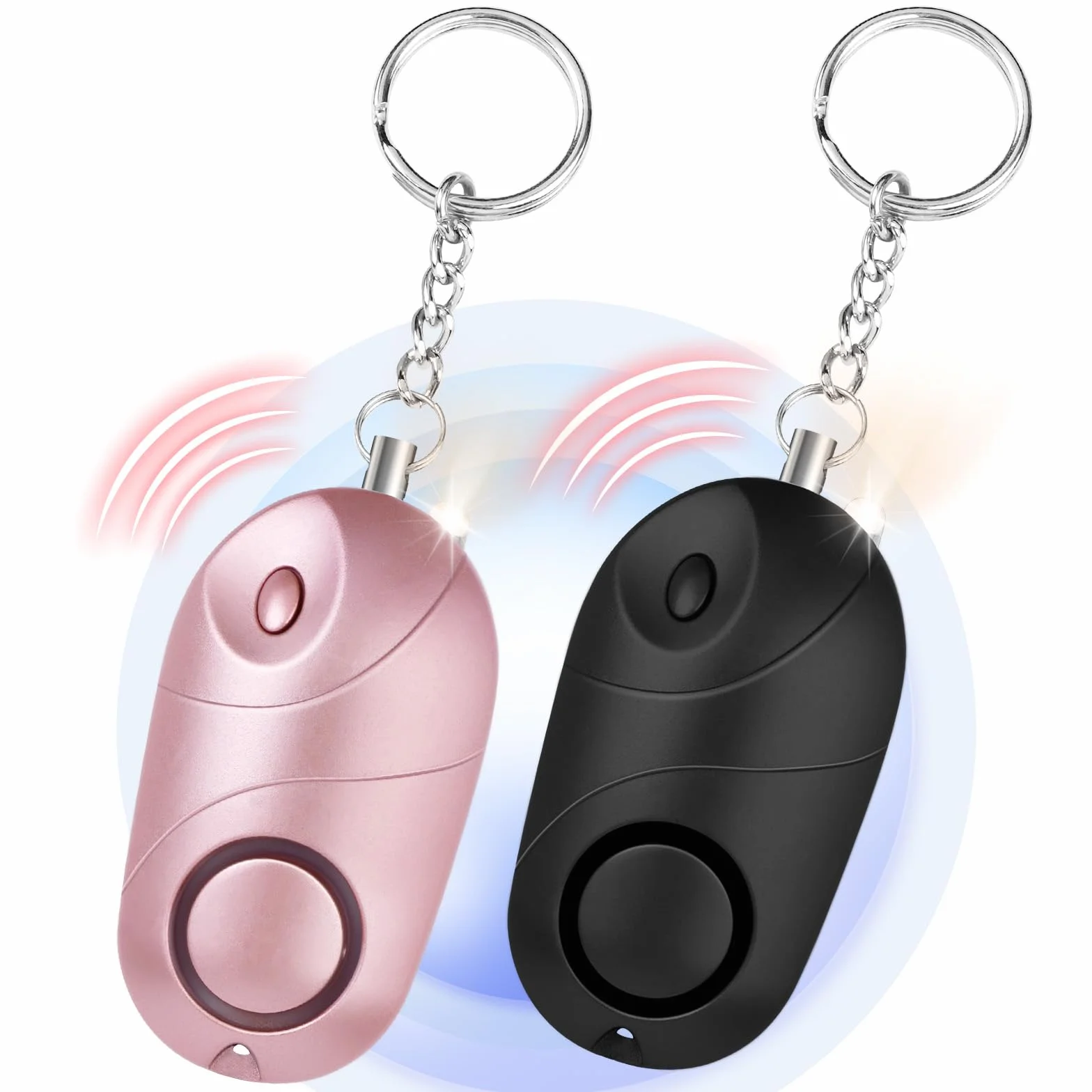 Flintronic Allarme Personale, 2 Pezzi Allarme Antiaggressione da Donna, 140dB Alarm Ricaricabile Sirena, Alarm di Sicurezza Portachiavi con Luce LED per Anziani, Bambini, Donne