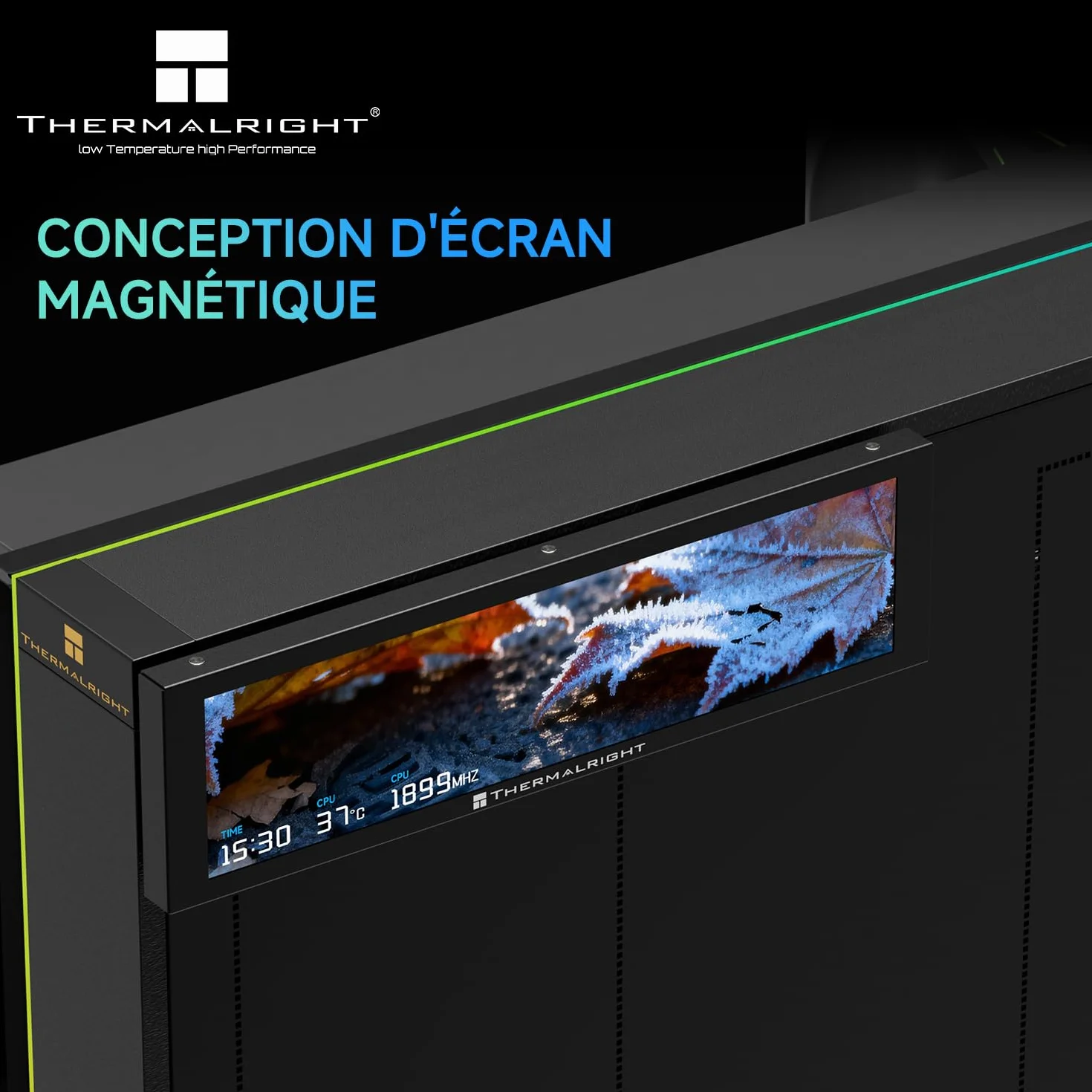 THERMALRIGHT Trofeo Vision 9.16 LCD Nero Display IPS magnetico da 9,16 pollici, risoluzione 1920x480, magnetizzato sulla superficie del telaio, visualizzazione DIY di immagini/video