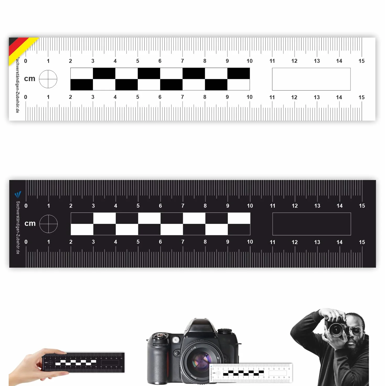 Righello scena del crimine per accessori esperti - Righello plastica 2 lati guida documentazione foto scala riferimento perito auto valutazione