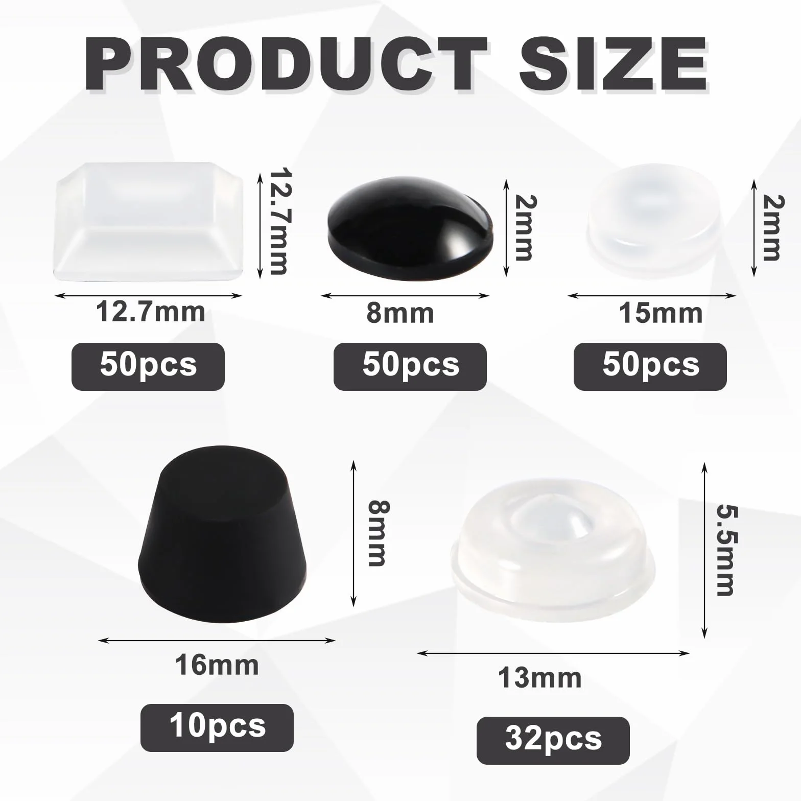 Gommini Adesivi per Ipovedenti non Vedenti Bump dots Silicone Dimensioni Miste Bianco e Nero