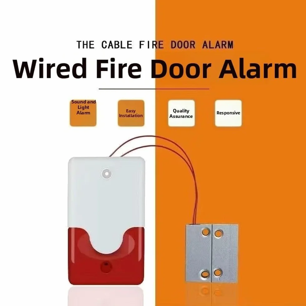Allarme magnetico per porta metallica con suono da 100 dB e luce lampeggiante per sicurezza antincendio in scuole, uffici e edifici commerciali