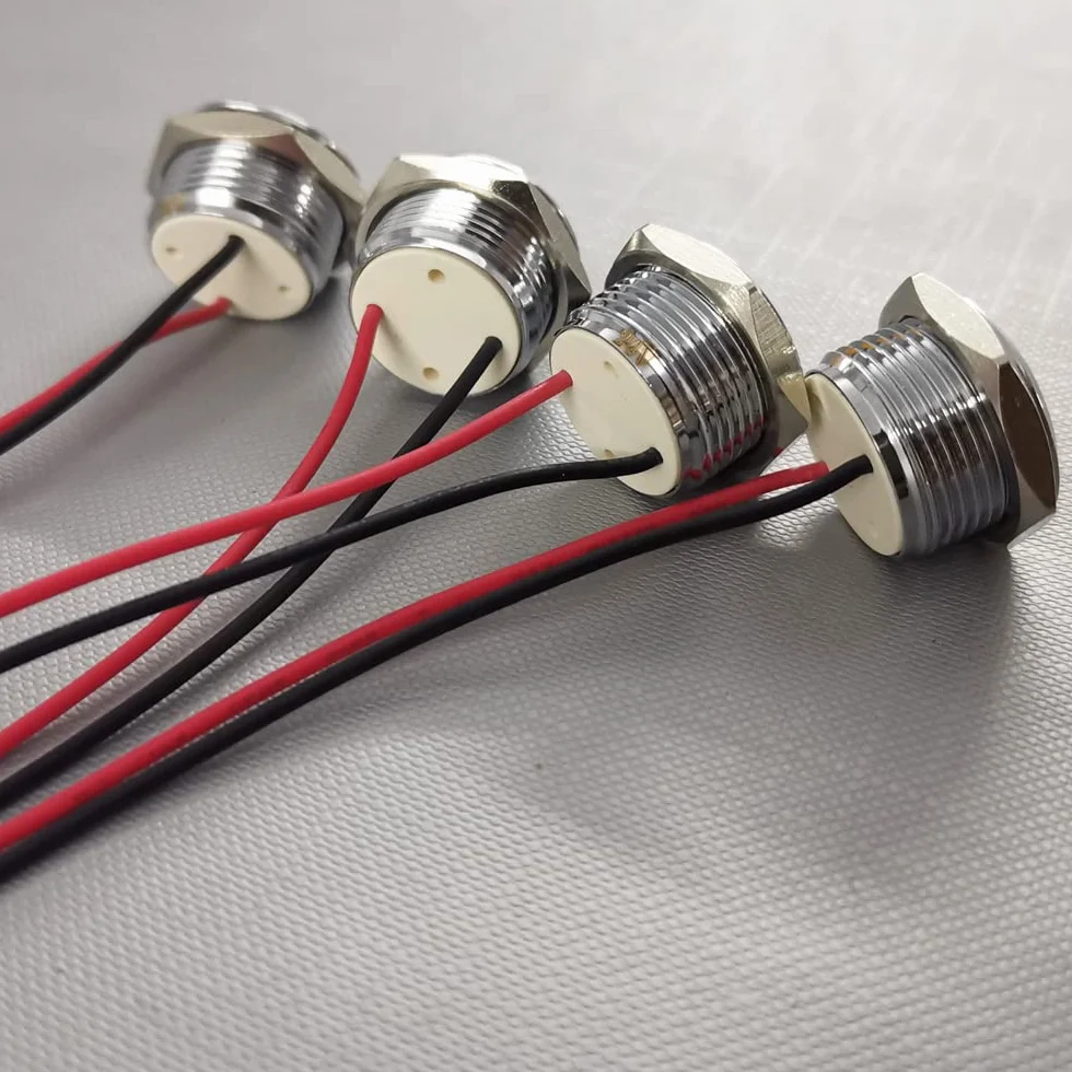 Gebildet 4Pezzi AC/DC 12-24V 20mA Indicatore di Risparmio Energetico Indicatore Luminoso in Metallo Lampada di Segnalazione Impermeabile Dimensione del Foro 16mm LED Arancia (Testa Sferica)