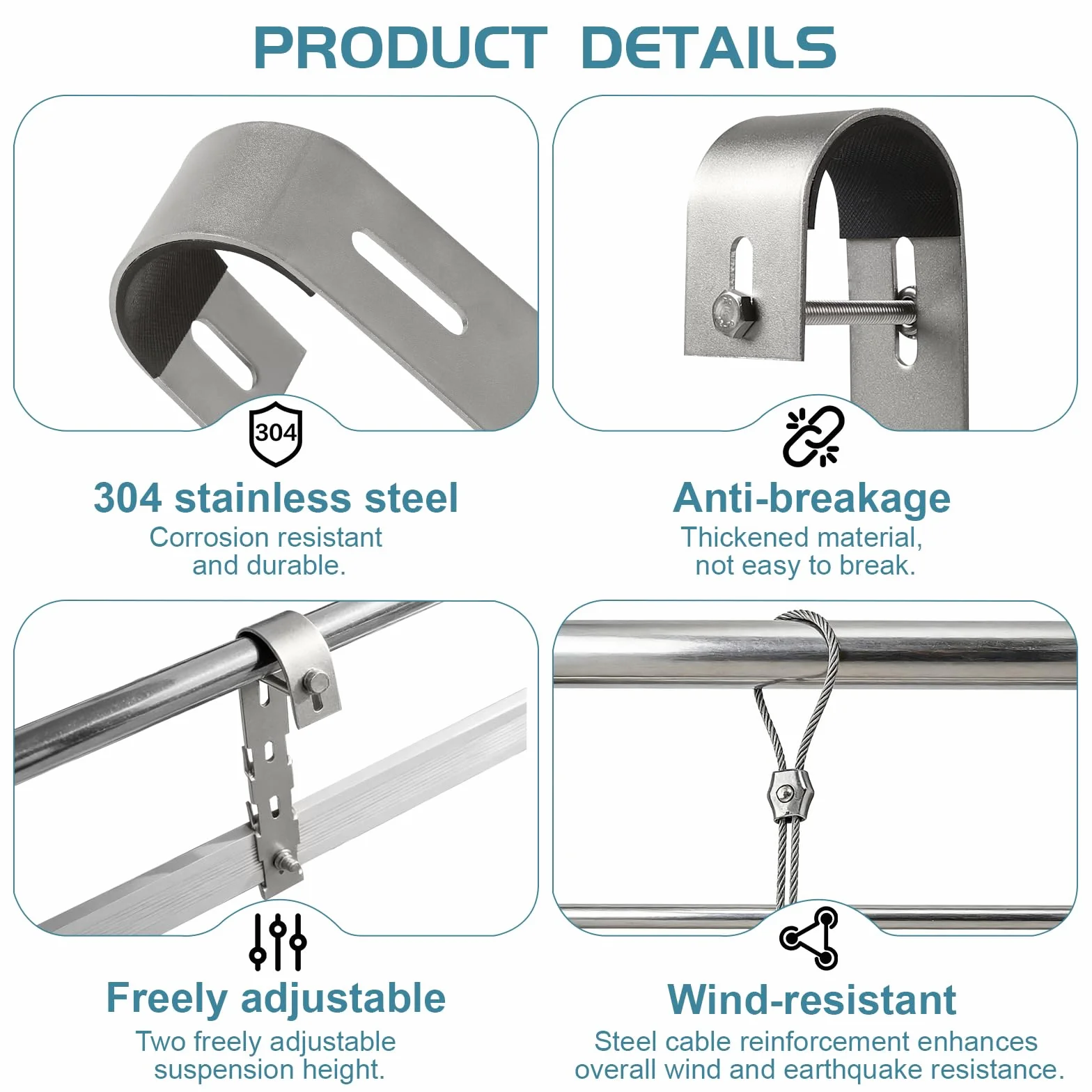 EXLECO Staffe per Pannelli Solari, Ganci per Balcone Fotovoltaico, Kit Montaggio Acciaio Inox