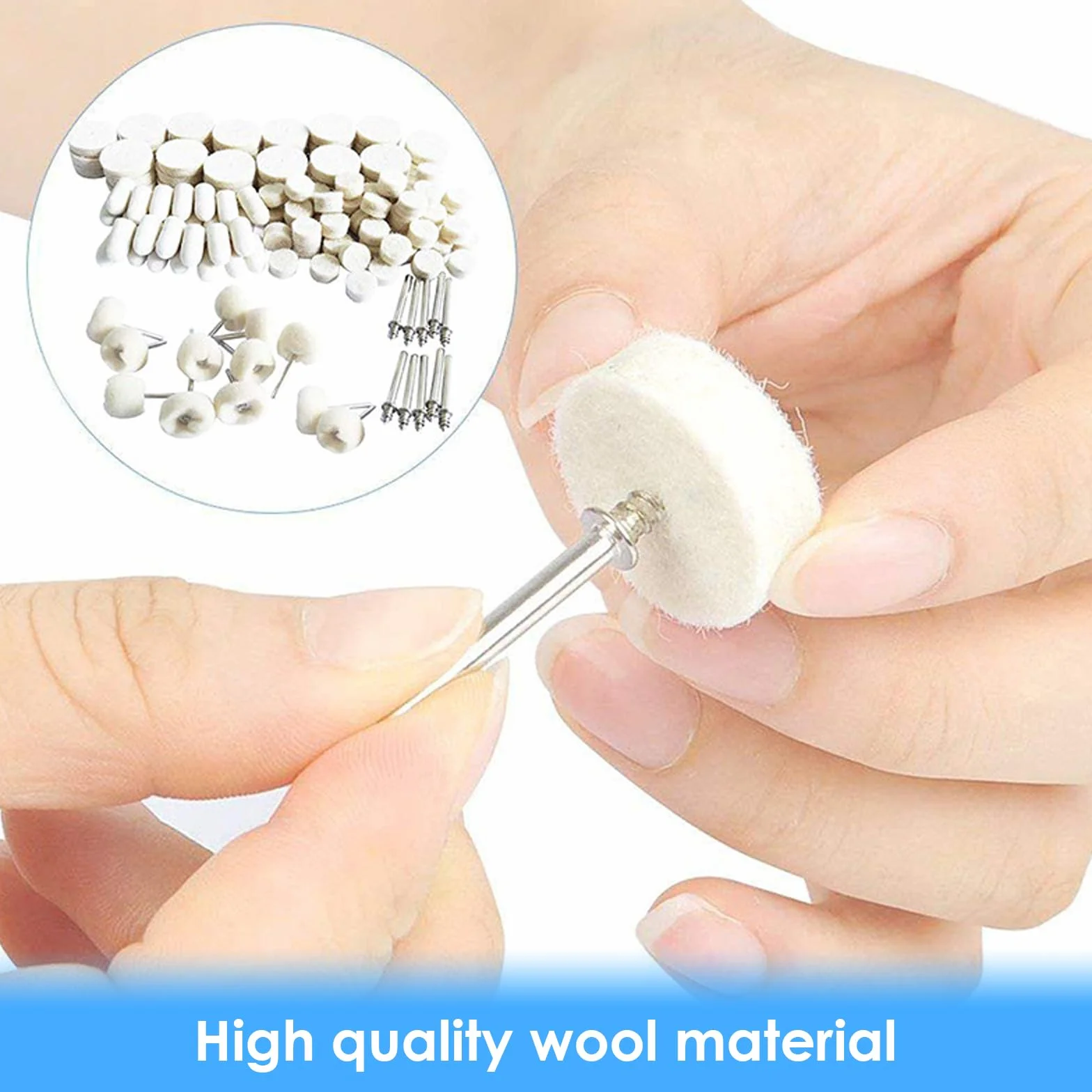 134 Pezzi Ruote di Lucidatura in Feltro di Lana per Dremel, Testine di Politura Montate su Albero da 3mm，Accessori per Lucidare Metallo，Vetro, Gioielli，Utensili Rotativi Multifunzione