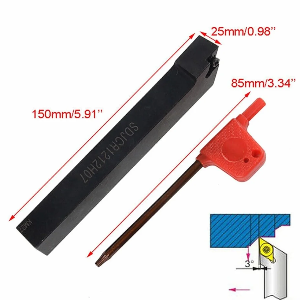 Barra di alesatura SDJCR1212H07 portautensili + 10 inserti in carburo DCMT0702