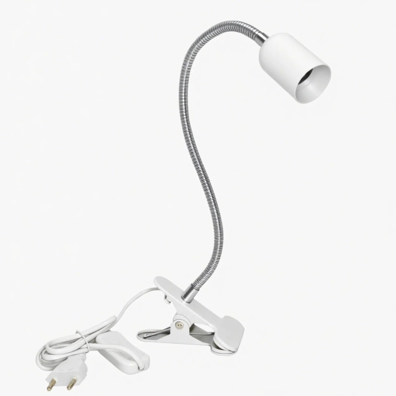 Portalampada E27, Lampada Pinza con Interruttore e Cavo Alimentazione 120 cm, 360° Regolabile Portalampada con Spina per Animali, Pianta Cresce, Lampada da Tavolo, Bianco (Senza Lampadina)