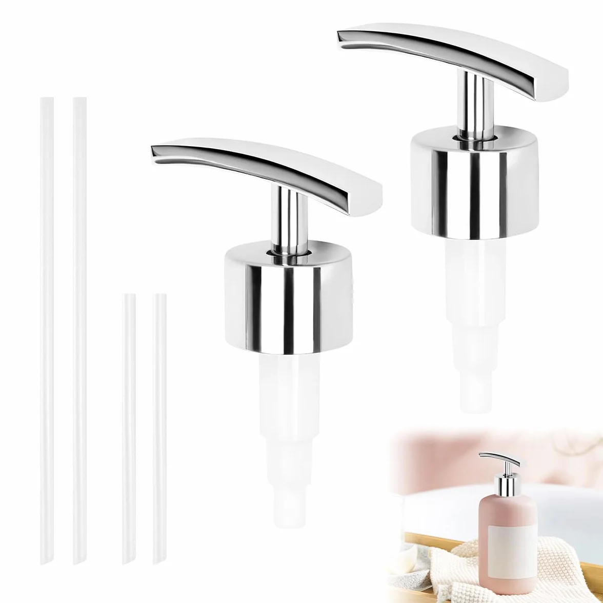 2 Pcs Pompa Dispenser di Sapone, Pompa di Ricambio 28 mm, Erogatore Sapone Liquido con Tubo Flessibile per Bagno Shampoo Doccia Gel